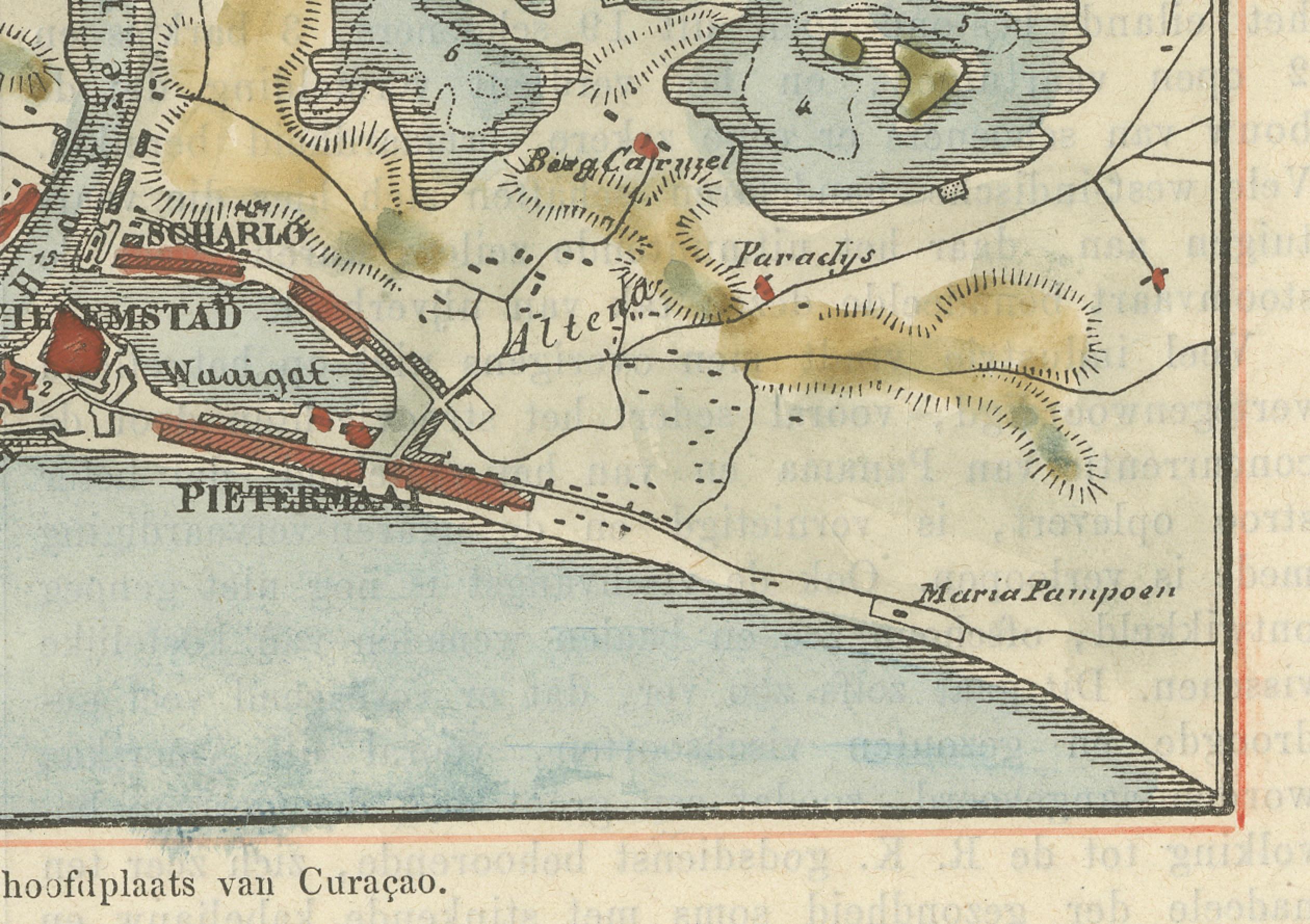 Mapa de la Bahía de Santa Ana y Willemstad, Curaçao - Vista colonial holandesa, c. 1880

Este atractivo mapa de finales del siglo XIX titulado 