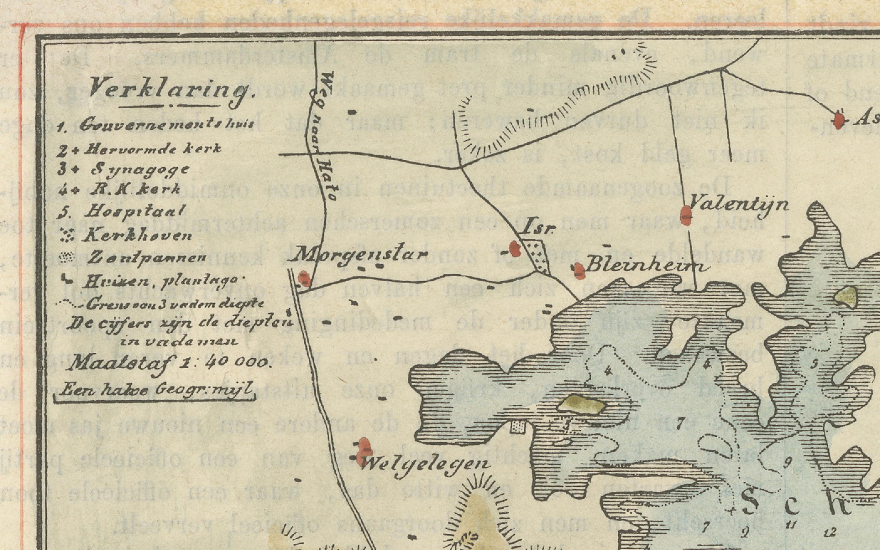 Pequeño mapa de la bahía de Santa Ana y Willemstad, Curaçao - Vista colonial holandesa, c. 1880 Fines del siglo XIX en venta
