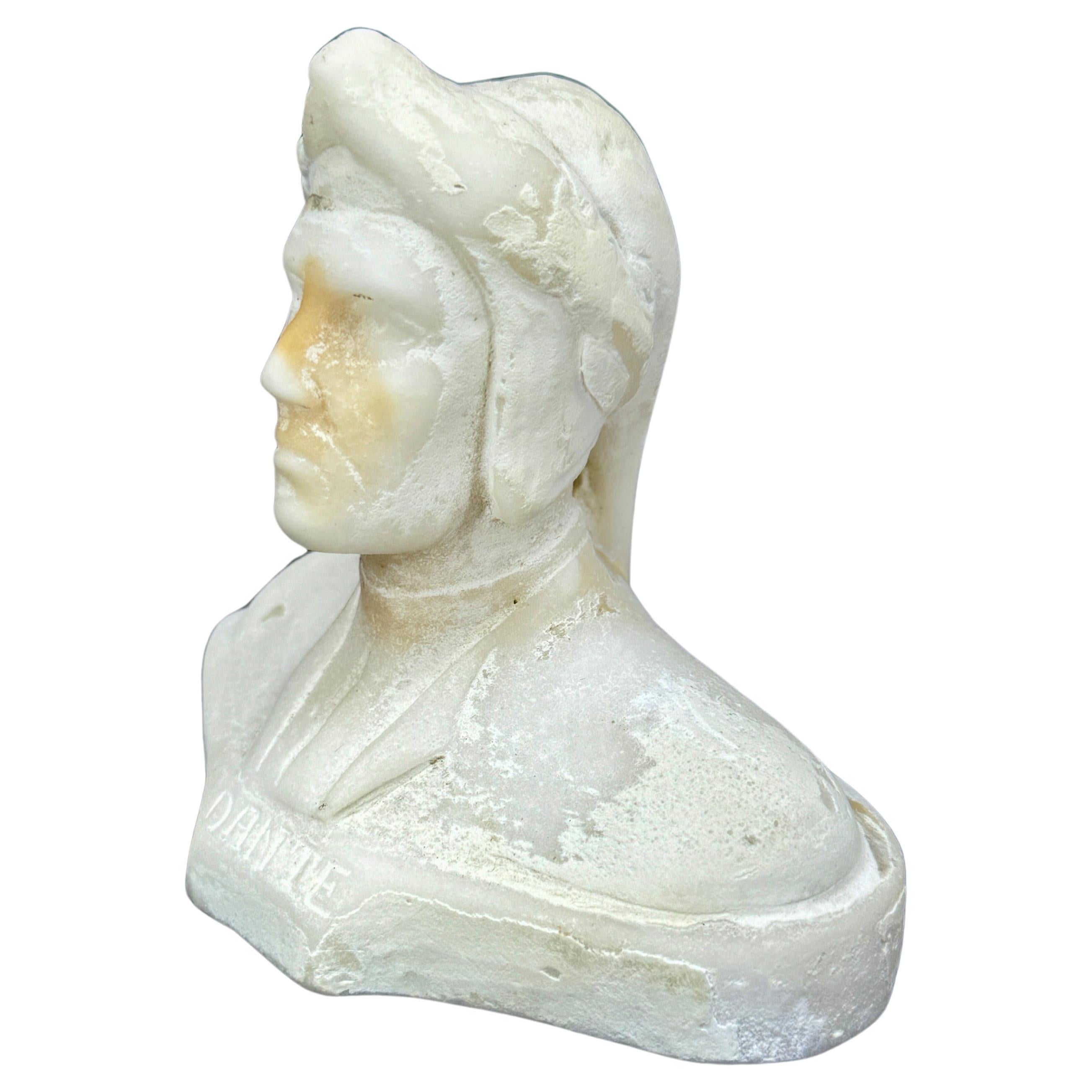 Petit buste de Dante en marbre italien, vers 1900.