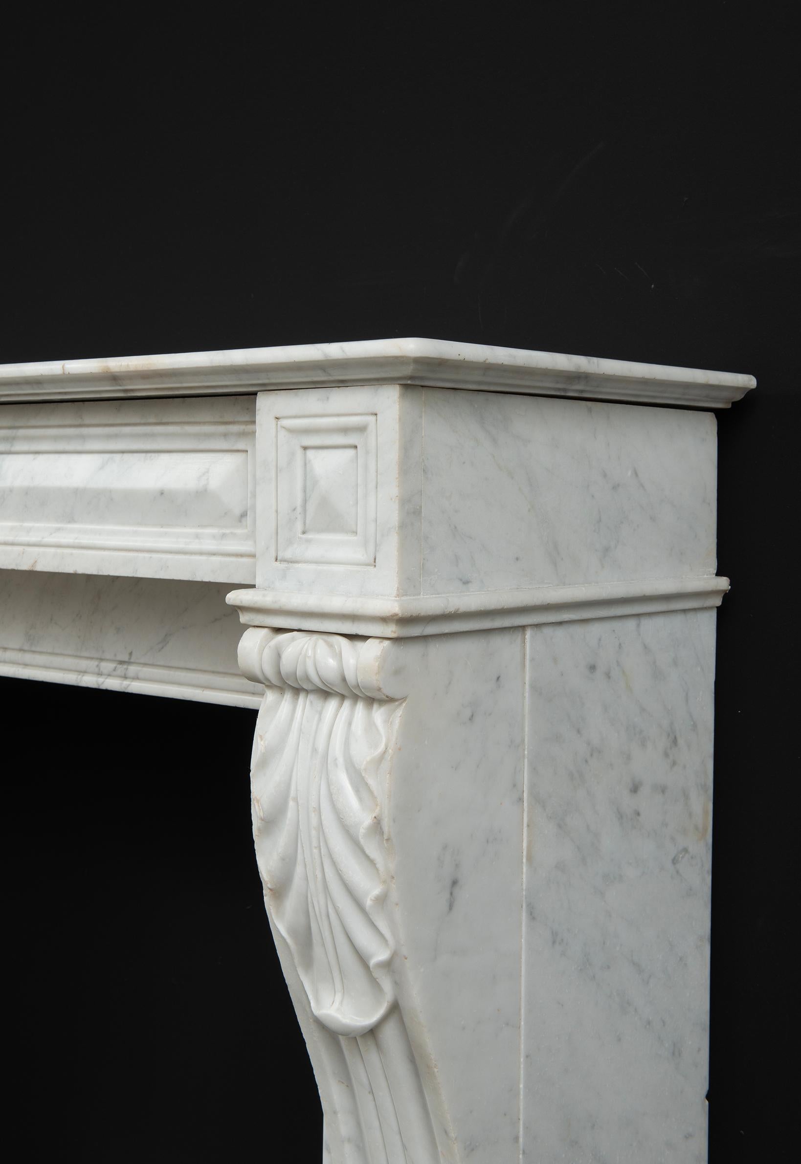 Small Marble Louis XVI Fireplace Mantel For Sale 4