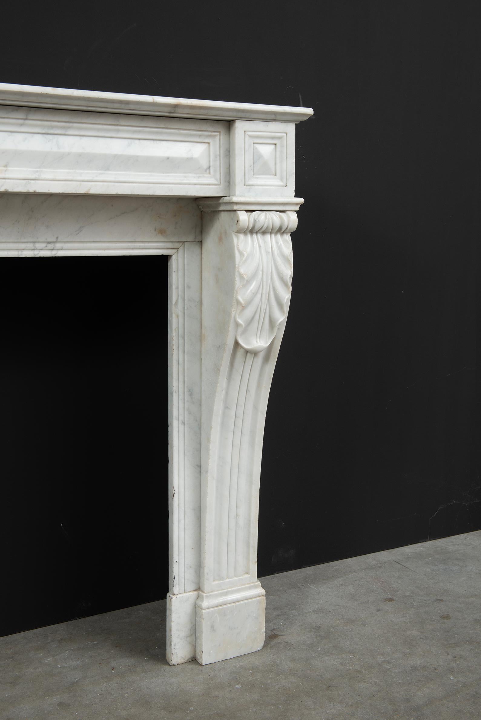 Small Marble Louis XVI Fireplace Mantel For Sale 5