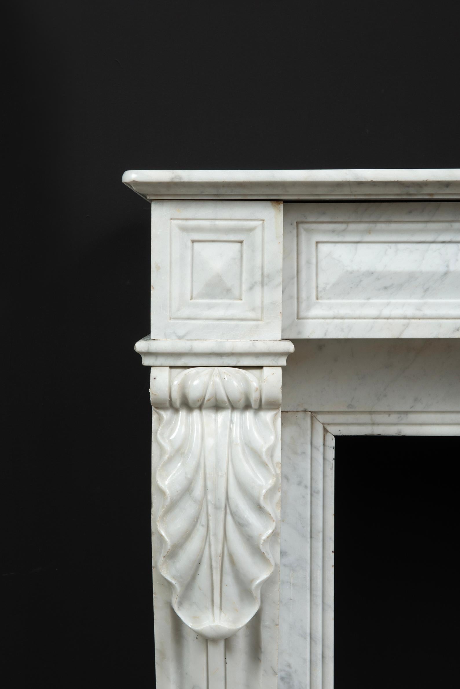 Small Marble Louis XVI Fireplace Mantel For Sale 6