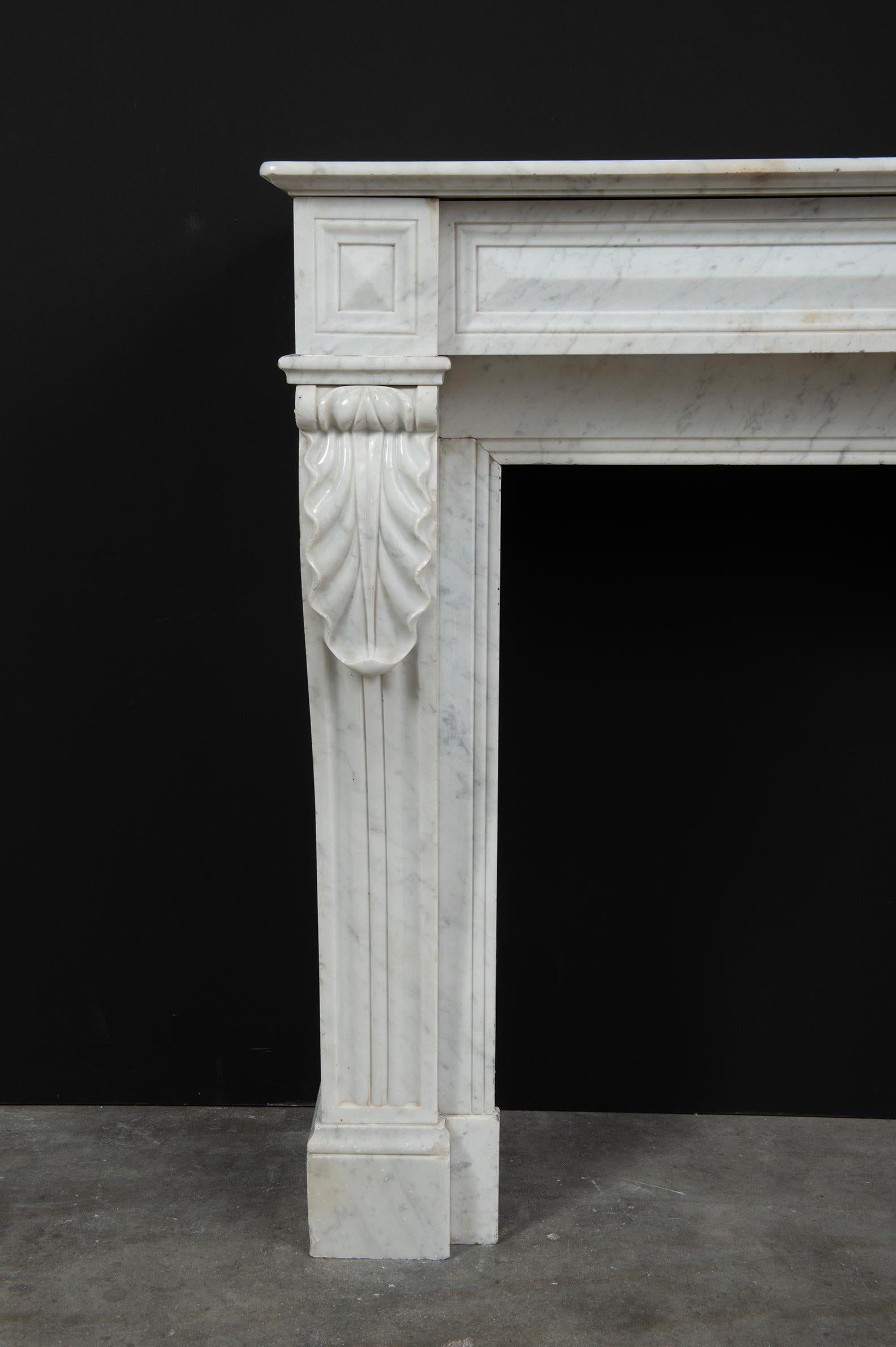 Small Marble Louis XVI Fireplace Mantel For Sale 7