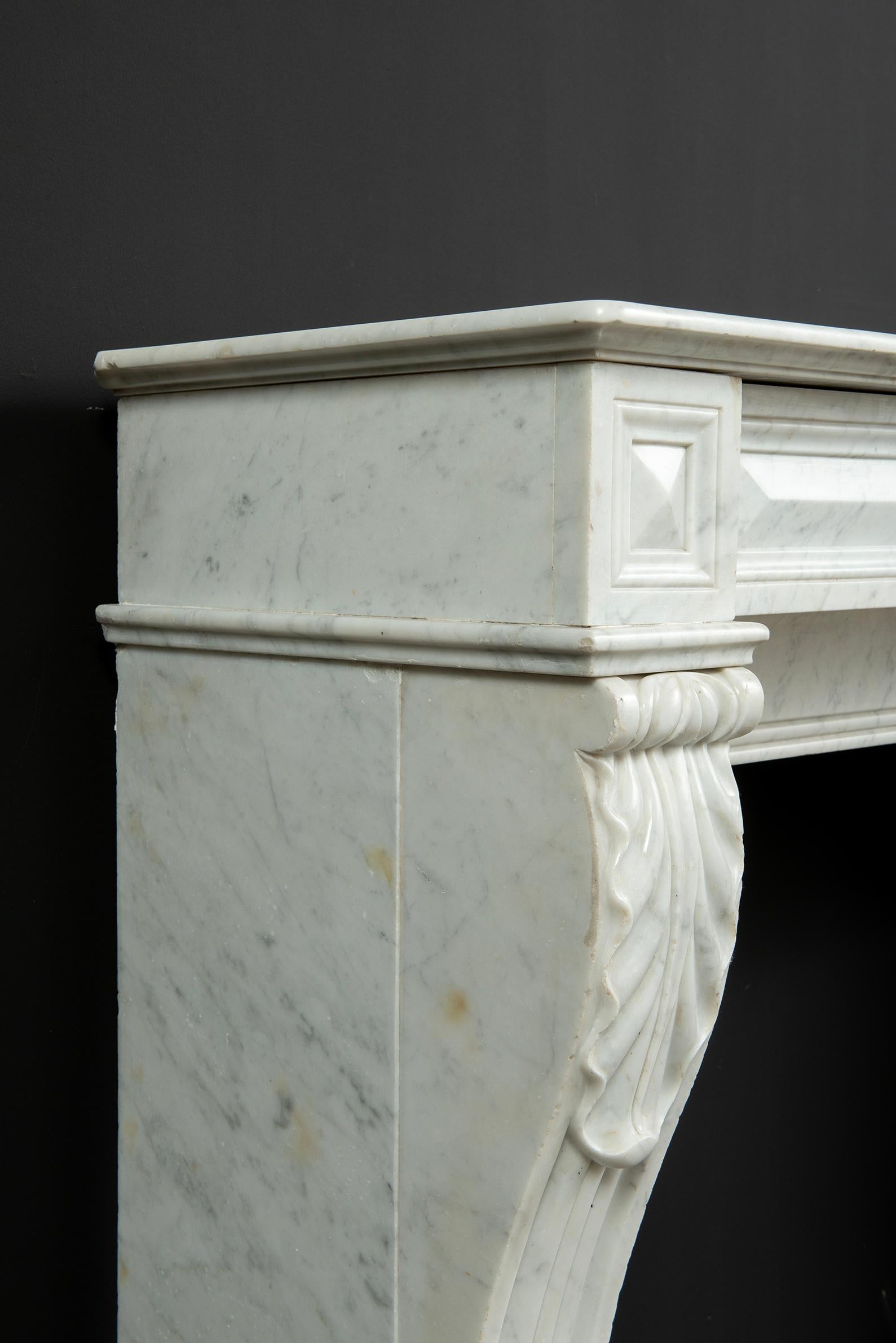 Small Marble Louis XVI Fireplace Mantel For Sale 8