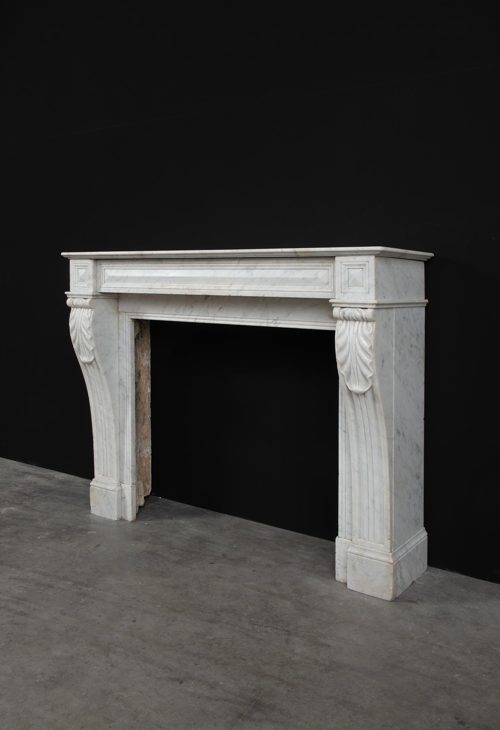 Small Marble Louis XVI Fireplace Mantel For Sale 12