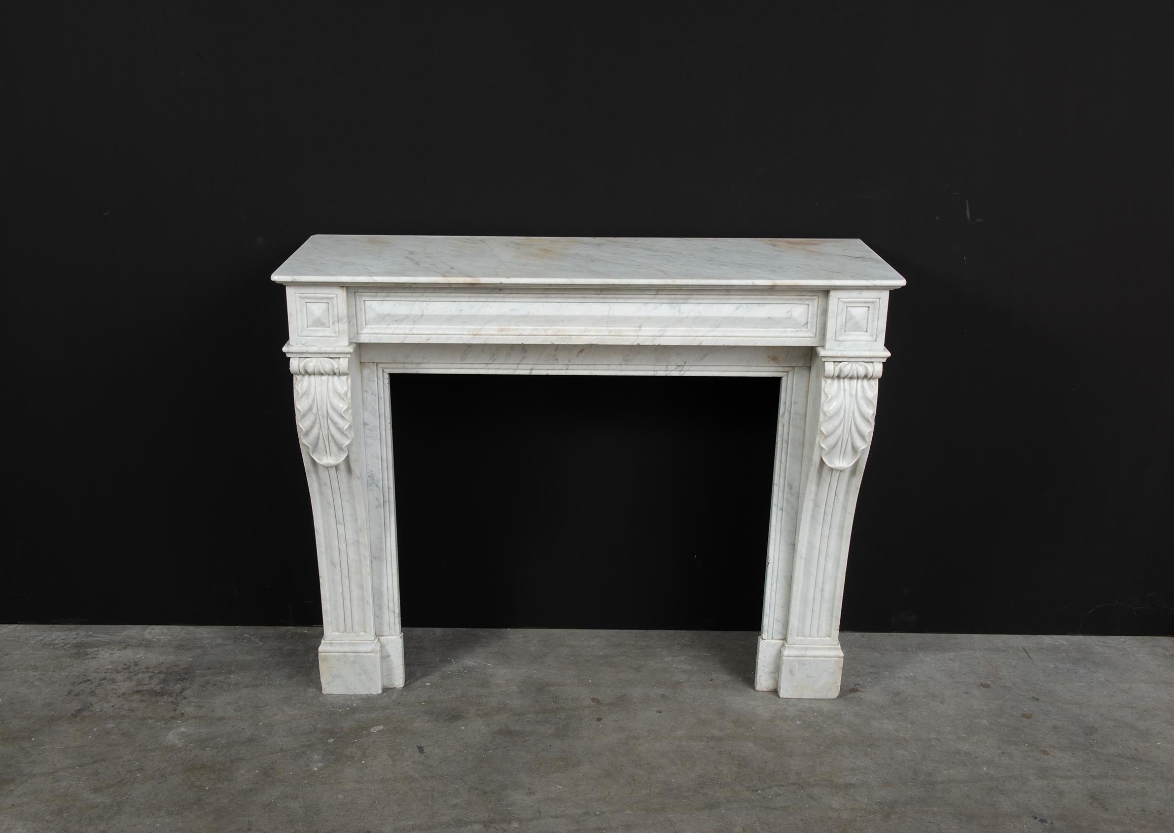 Small Marble Louis XVI Fireplace Mantel For Sale 13