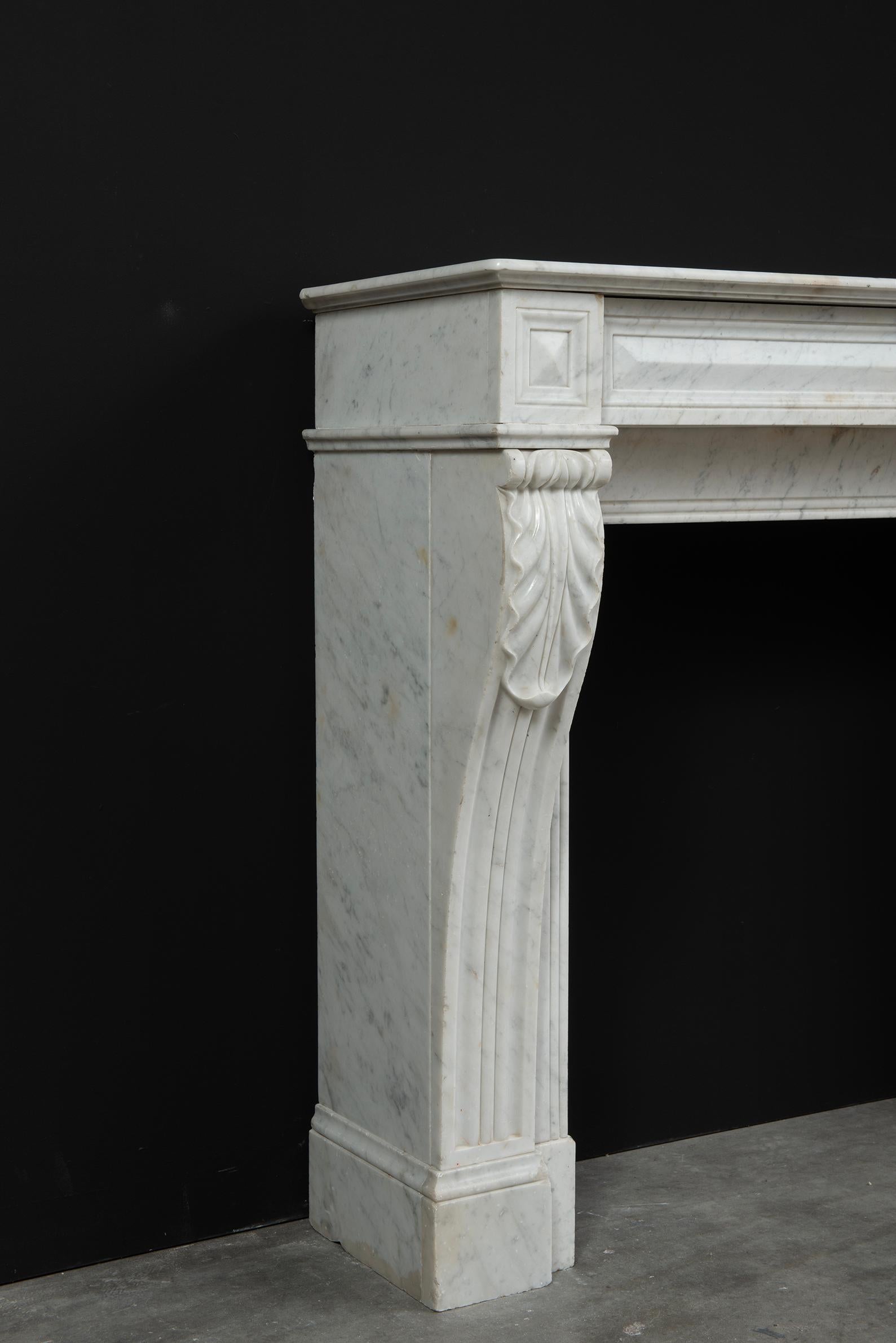 19th Century Small Marble Louis XVI Fireplace Mantel For Sale