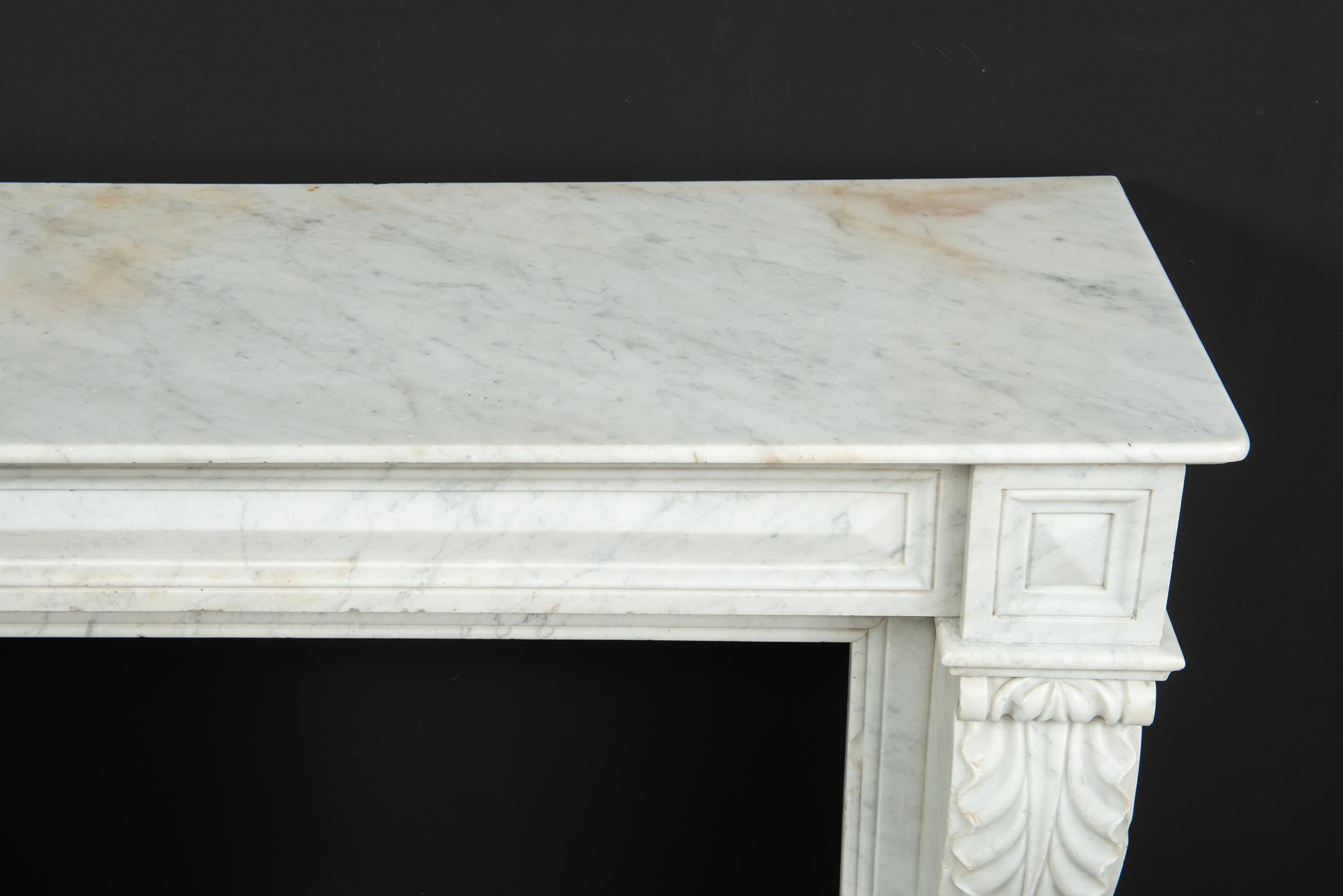 Small Marble Louis XVI Fireplace Mantel For Sale 2