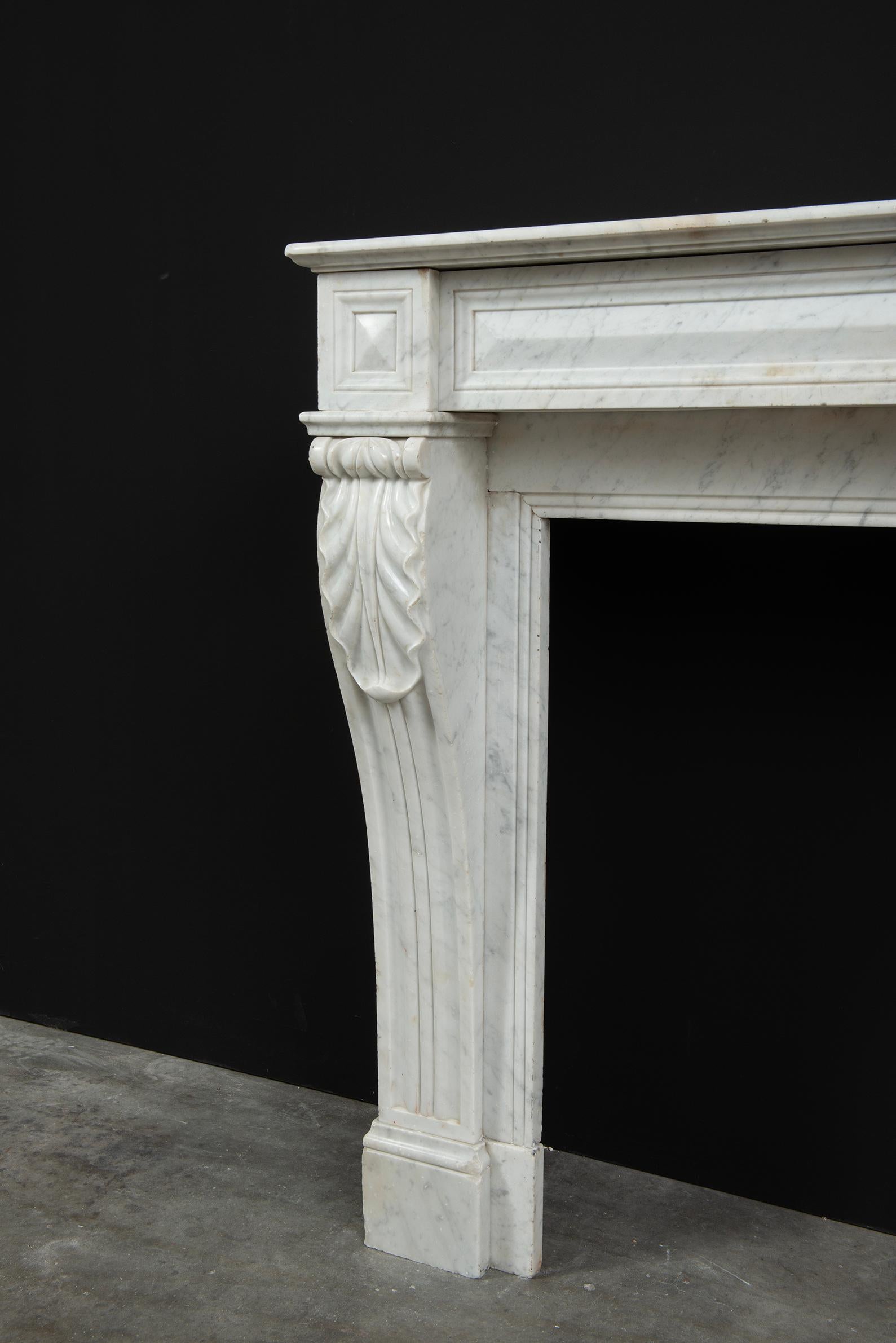 Small Marble Louis XVI Fireplace Mantel For Sale 3