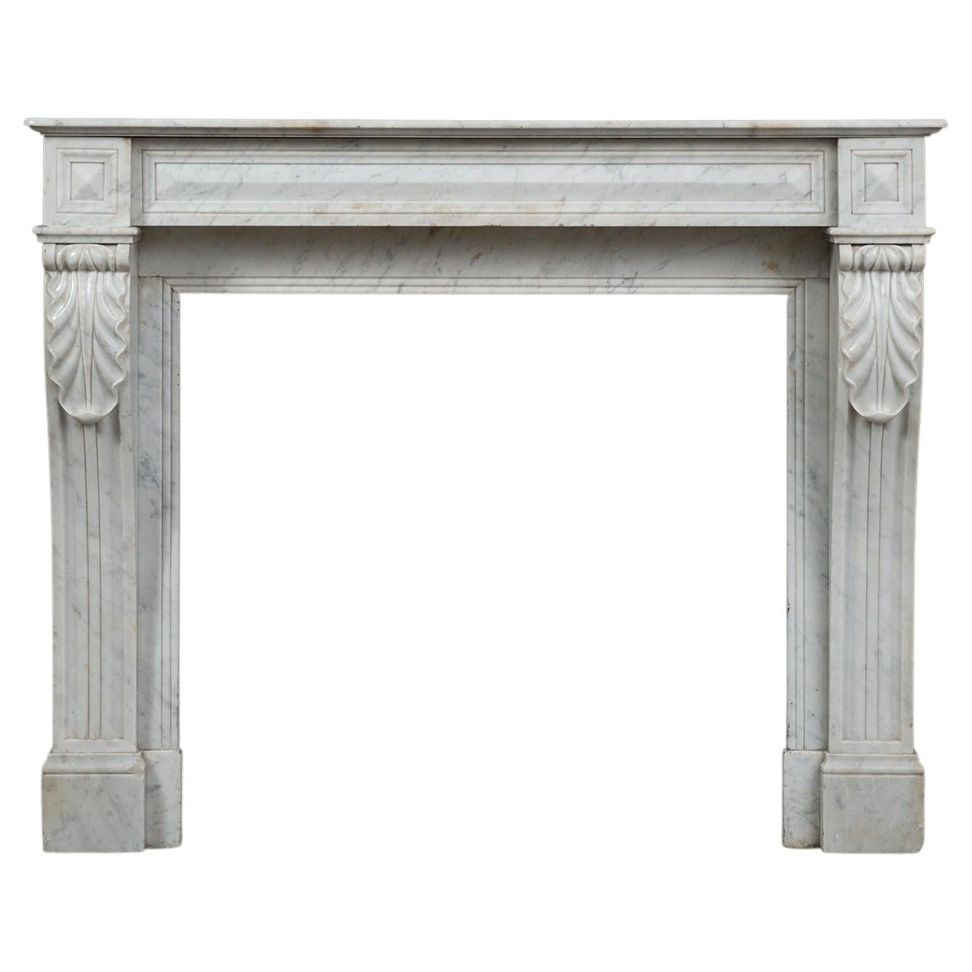 Small Marble Louis XVI Fireplace Mantel For Sale