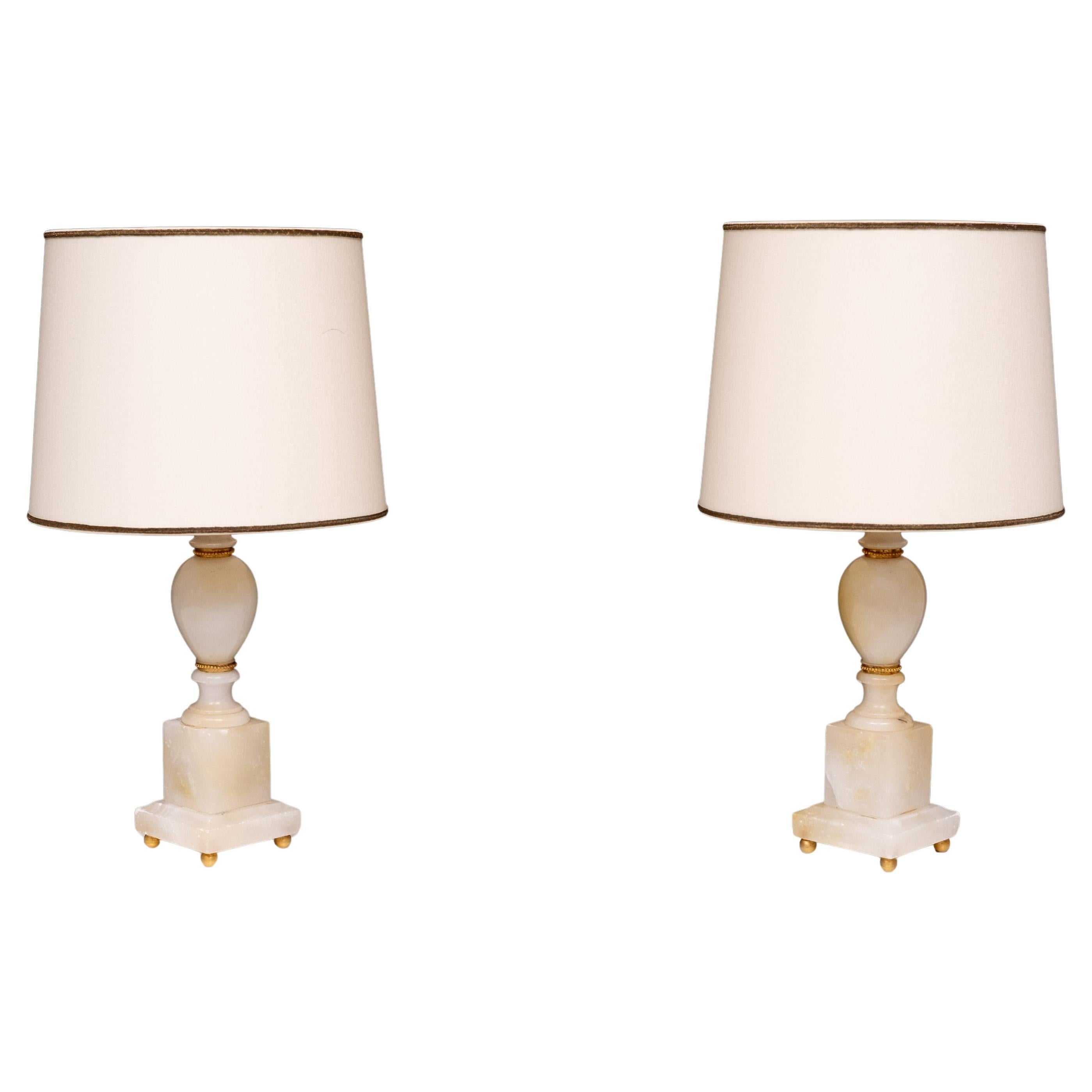 small Marble Table lamps Hollywood Regency  1970s Italy