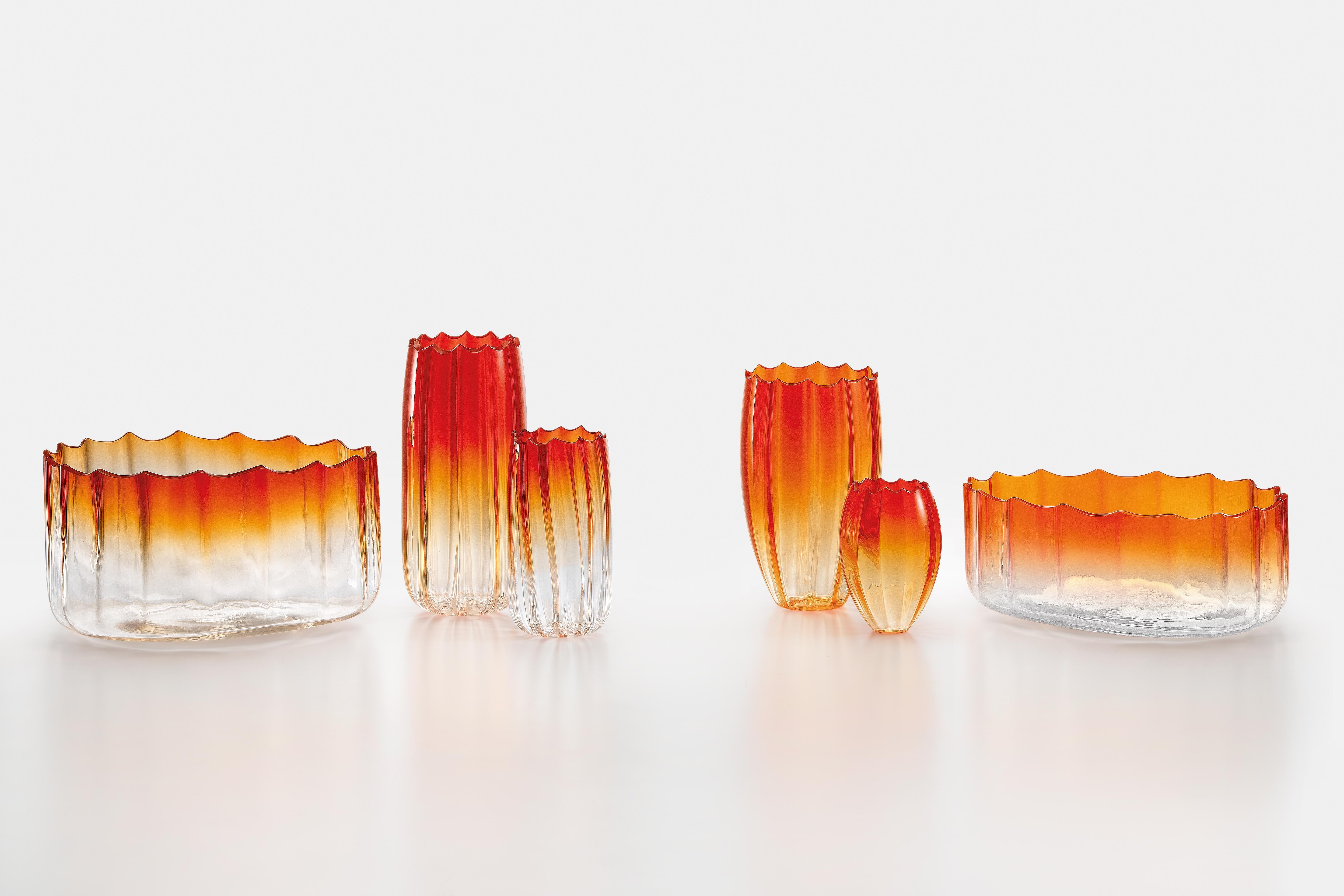 Contemporary Small Mare Coppo Satinato in Murano Glass by Davide Bruno