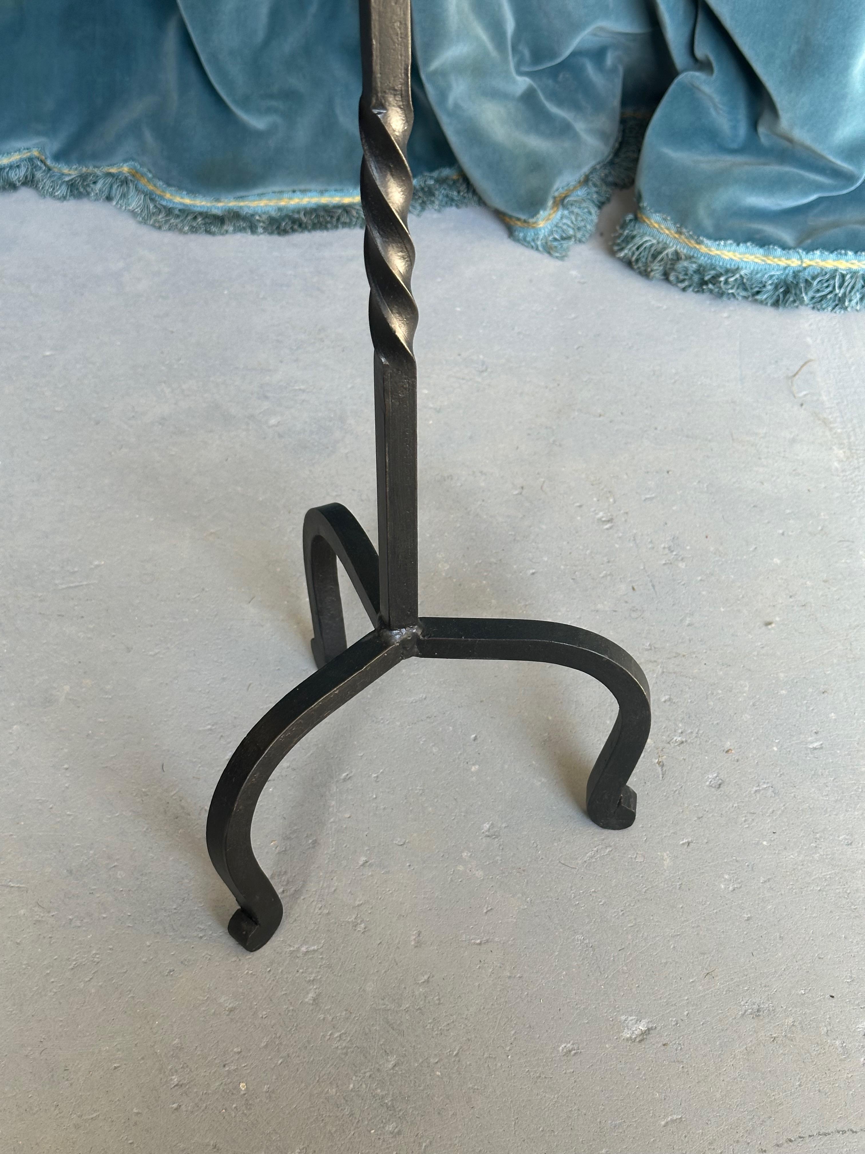 Contemporary Small Martini Table with Twisted Stem