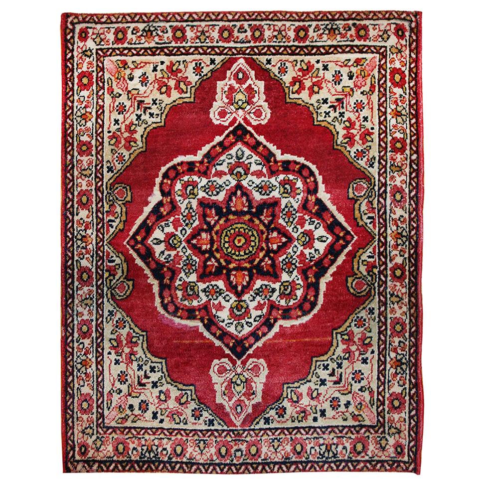 Small Mat Size Antique Persian Kerman Floral Rug. Size: 1 ft 10 in x 2 ft 6 in
