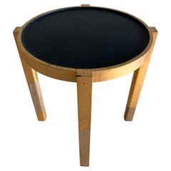 Small Matte Black, Gold Leaf and Wood Side Table Waverly by Alabama Sawyer