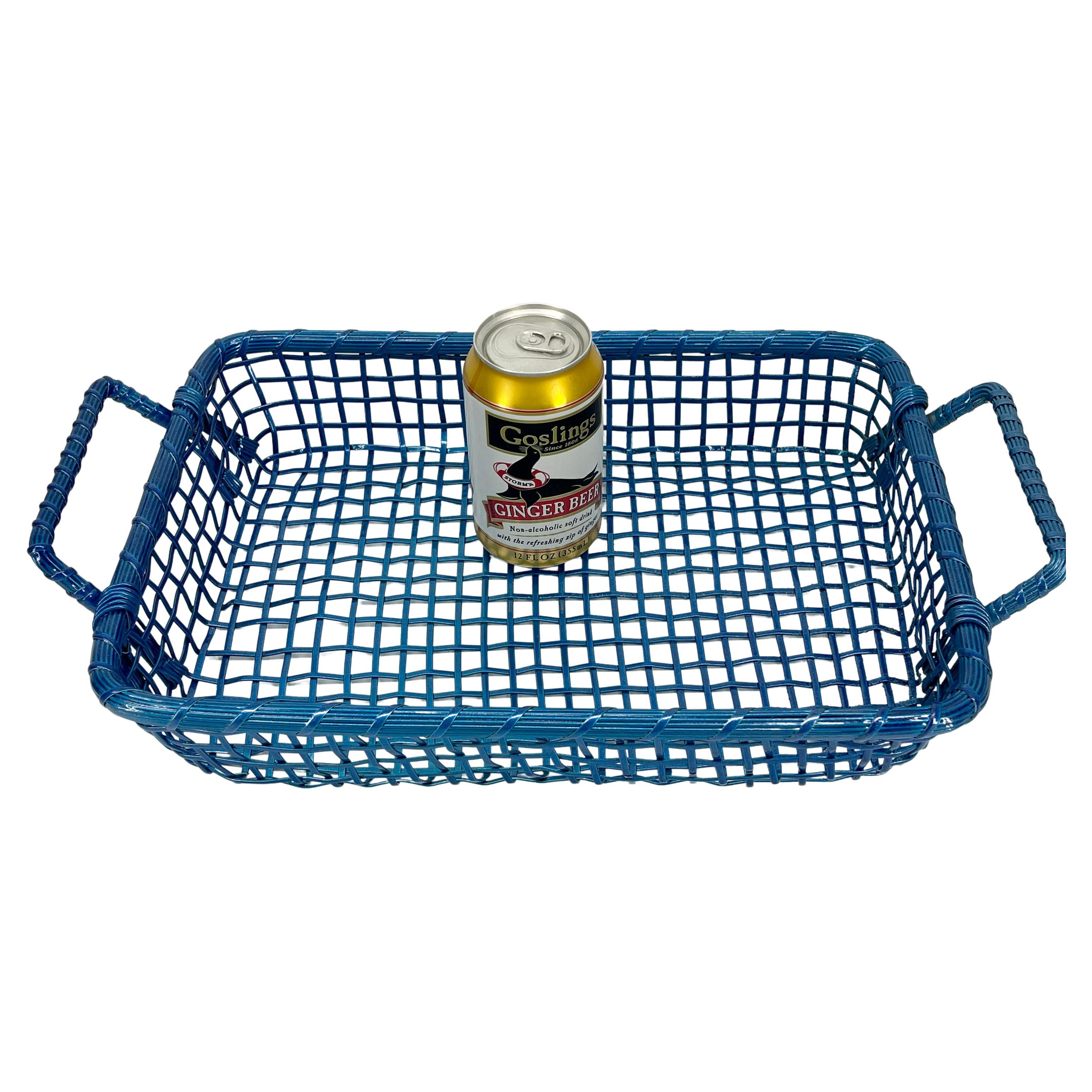 blue metal basket
