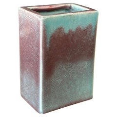 Petit vase en céramique MCM à glaçure goutte d'eau de Ken's of California