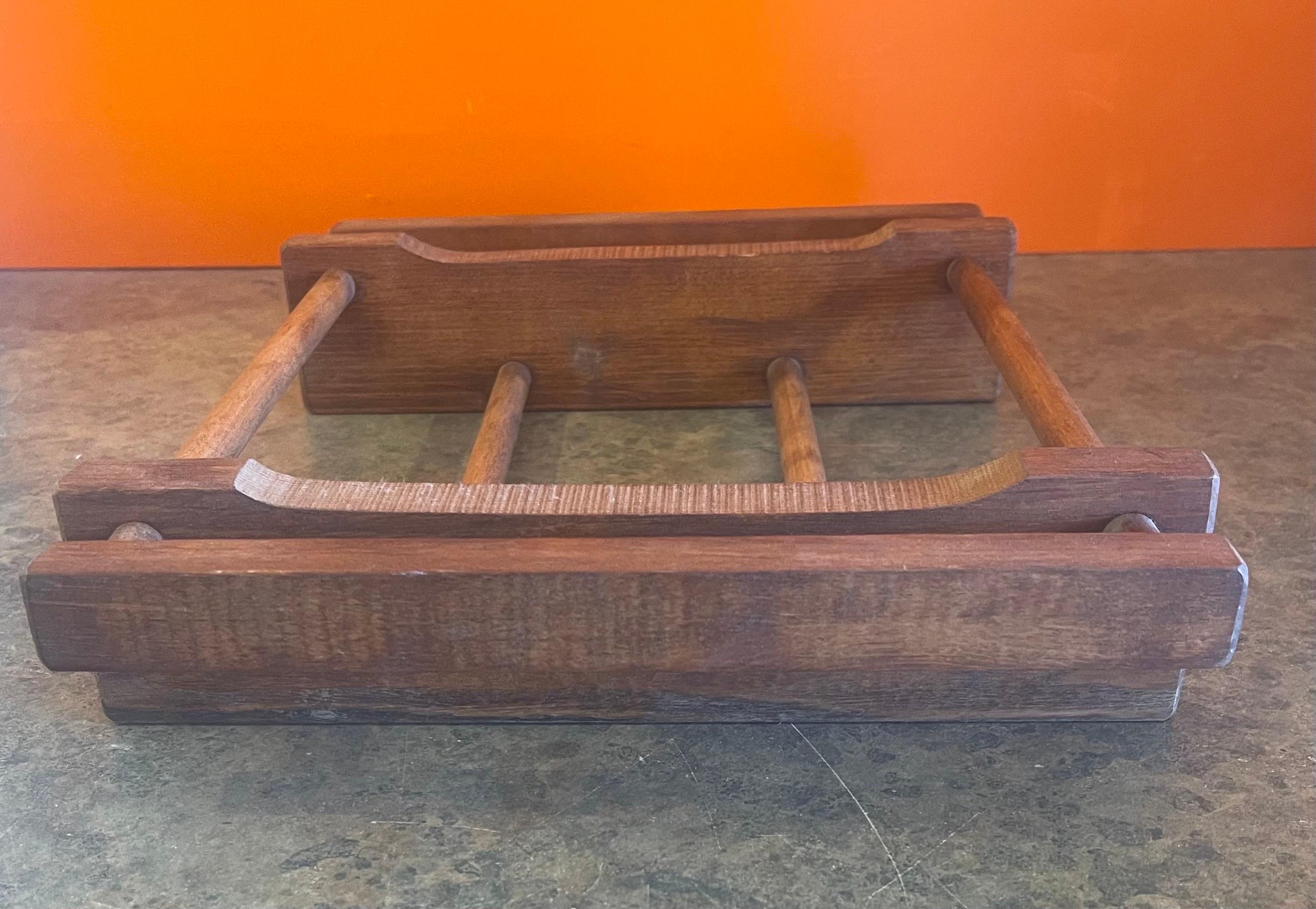 20th Century Small MCM Solid Wood Trivet For Sale