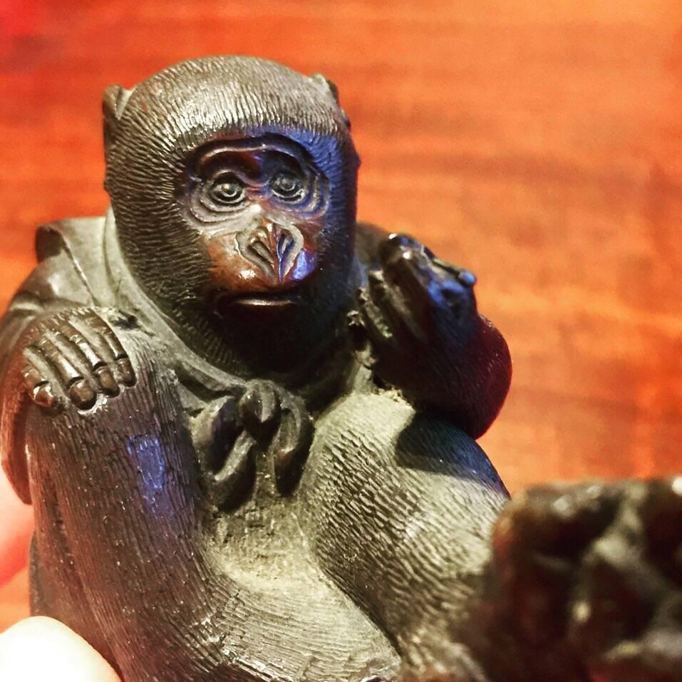 Small Meiji Japanese Bronze Figure of a Monkey Wearing a Kimono For Sale 6