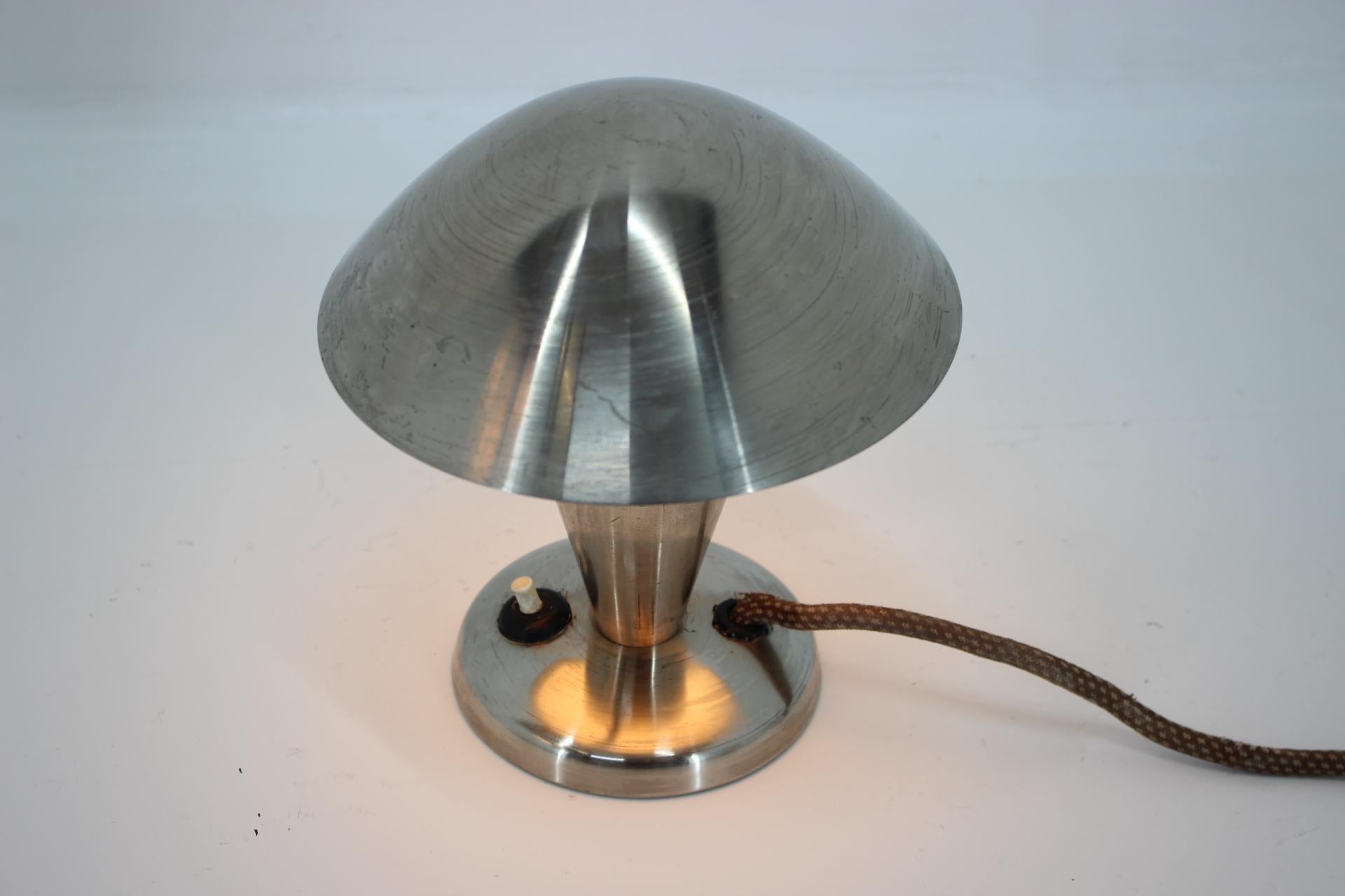 Small Metal Adjustable Bauhaus Table Lamp, 1940s In Good Condition In Praha, CZ