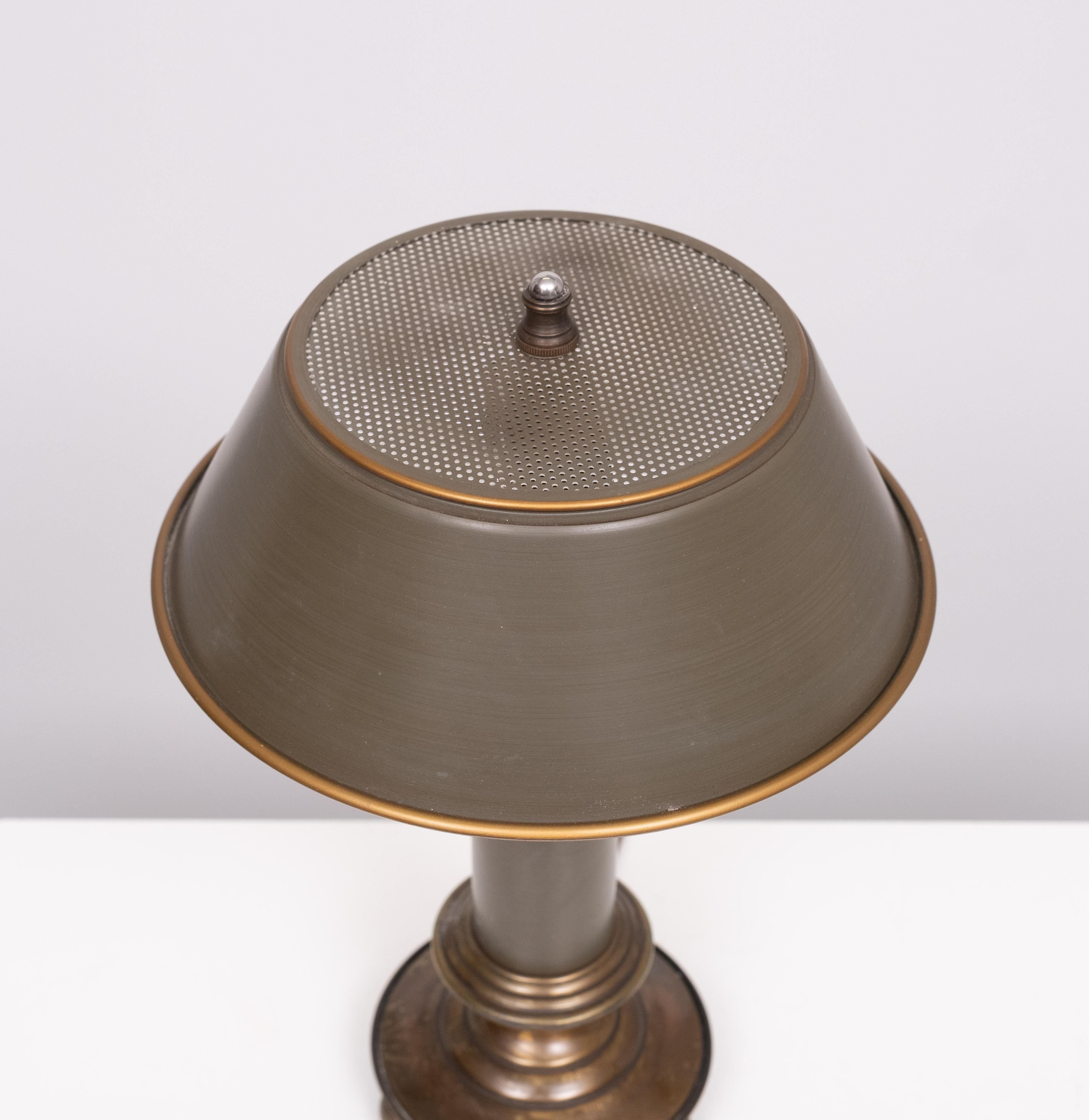American Small metal Bouillotte table lamp 1970s USA