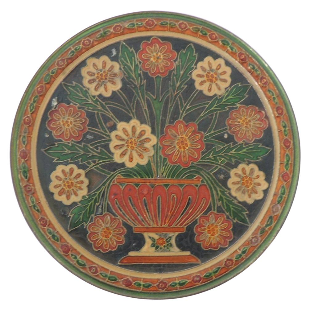 Small Metal Cloisonné Hand Painted Decorative Wall Plate