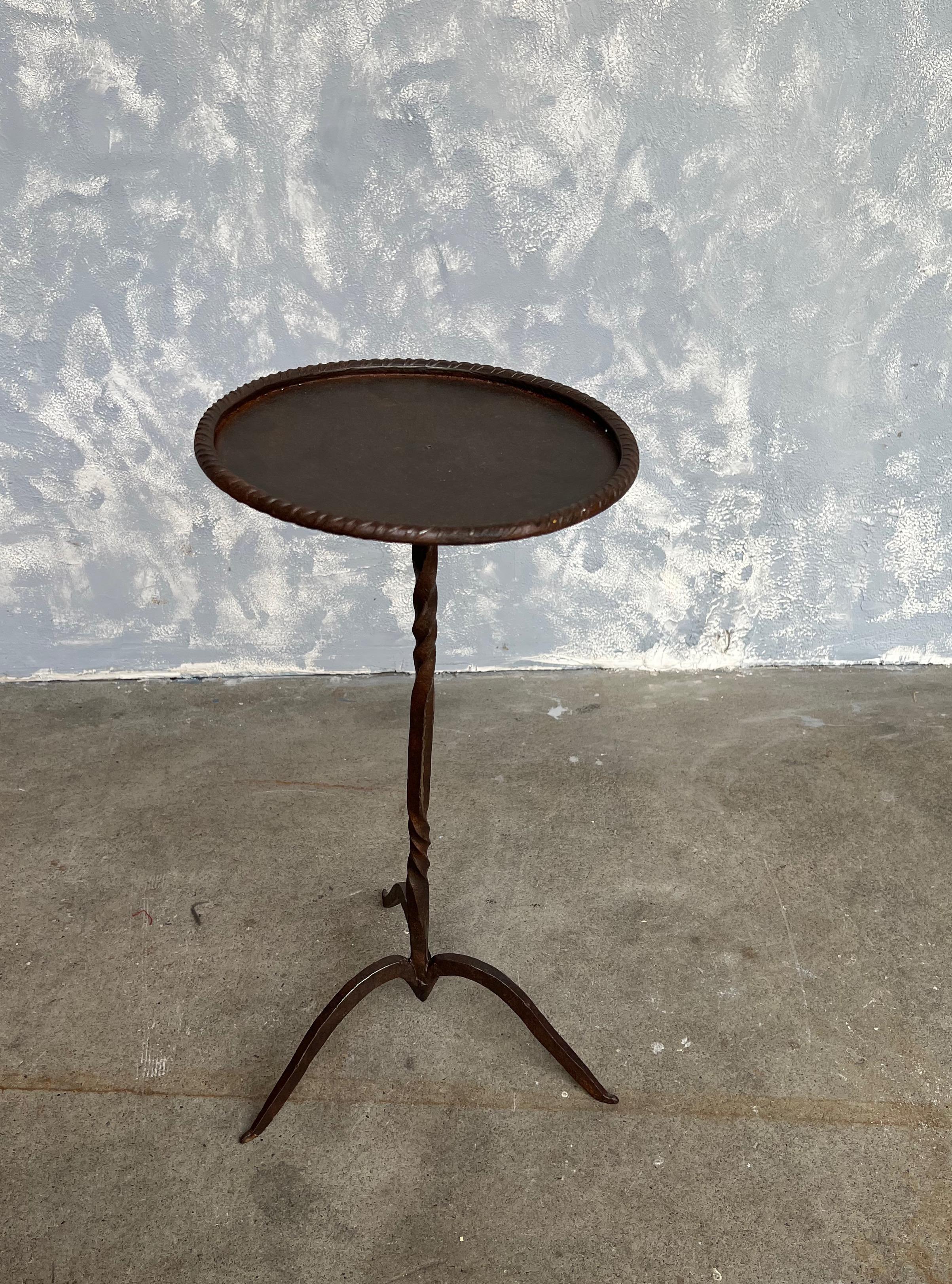 Mid-Century Modern Small Metal Drinks Table with Pointed Feet