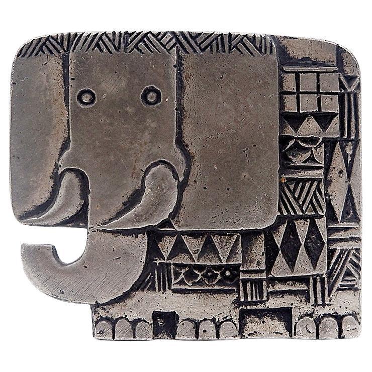 Small Metal Elephant Ornament - 1980s