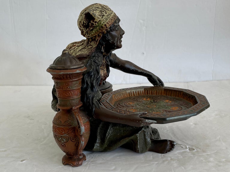 belle statue dame africaine coloniale (1) - métal