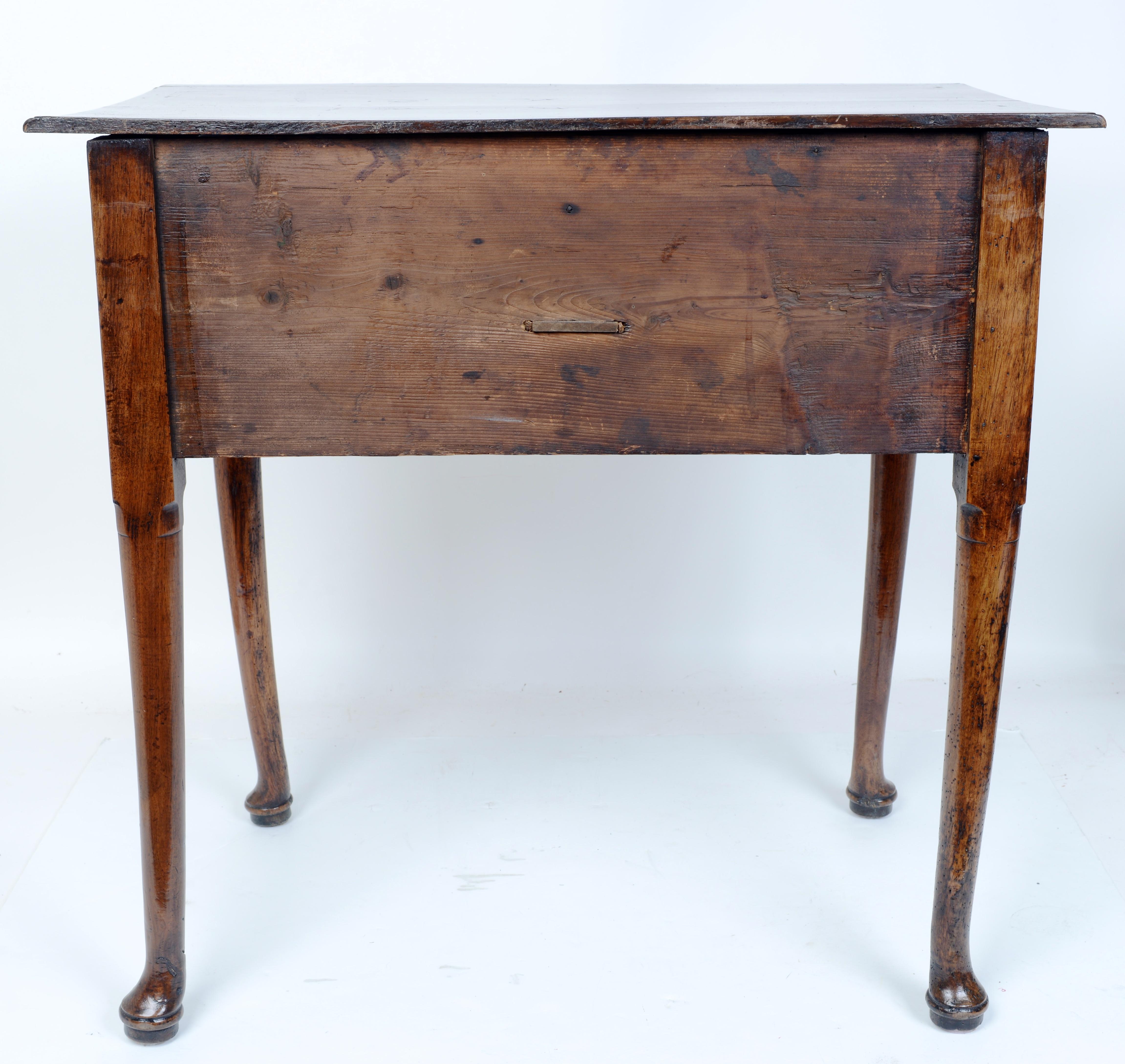 Veneer Small Mid 18th C Walnut Cabriole Leg Lowboy Dressing Table With Two Drawers For Sale