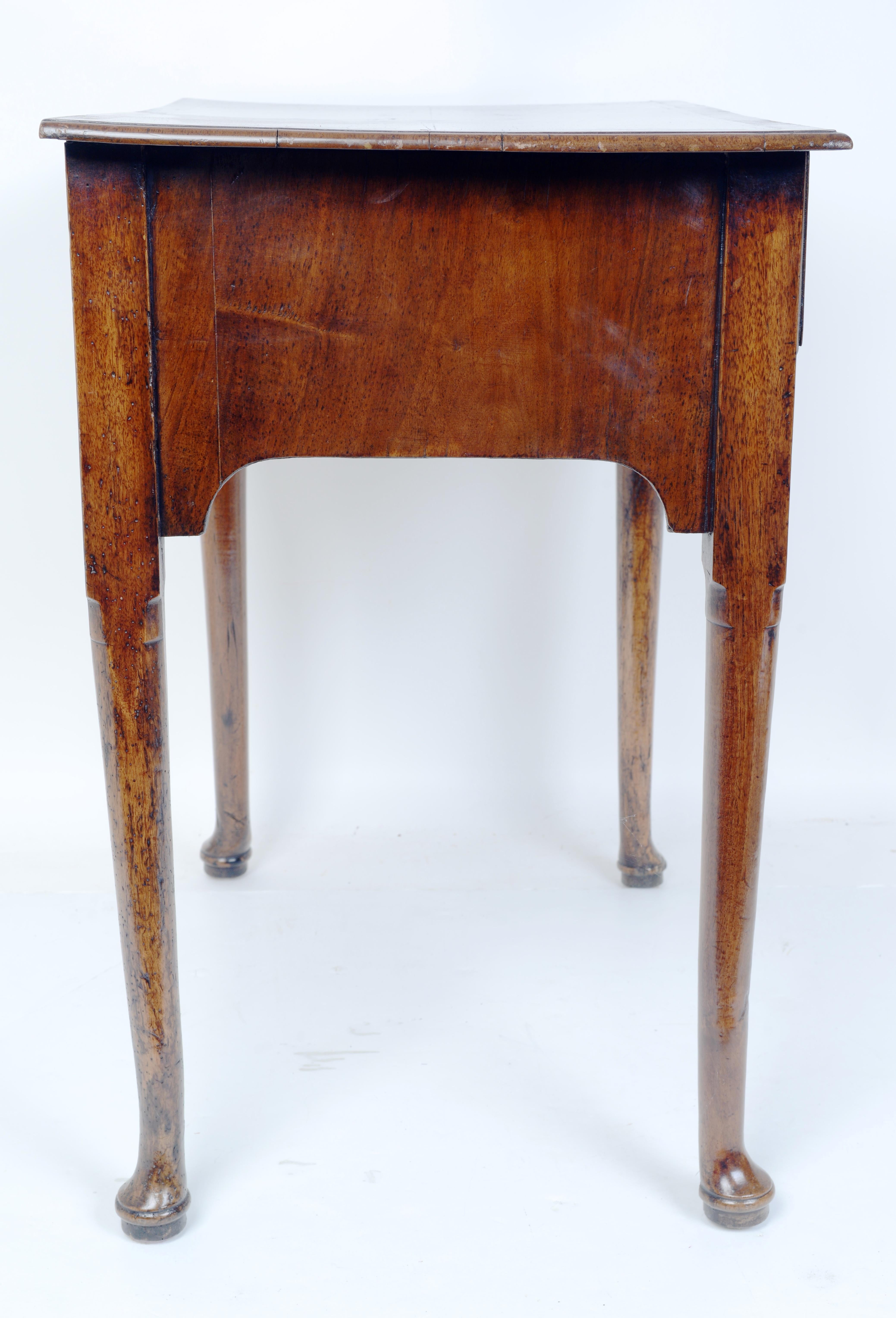 18th Century Small Mid 18th C Walnut Cabriole Leg Lowboy Dressing Table With Two Drawers For Sale
