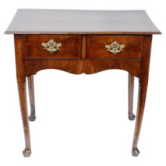 Small Mid 18th C Walnut Cabriole Leg Lowboy Dressing Table With Two Drawers