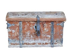 Small Mid 19th Century Swedish Painted Pine Strong Box