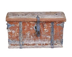 Small mid 19th century Swedish painted pine strong box