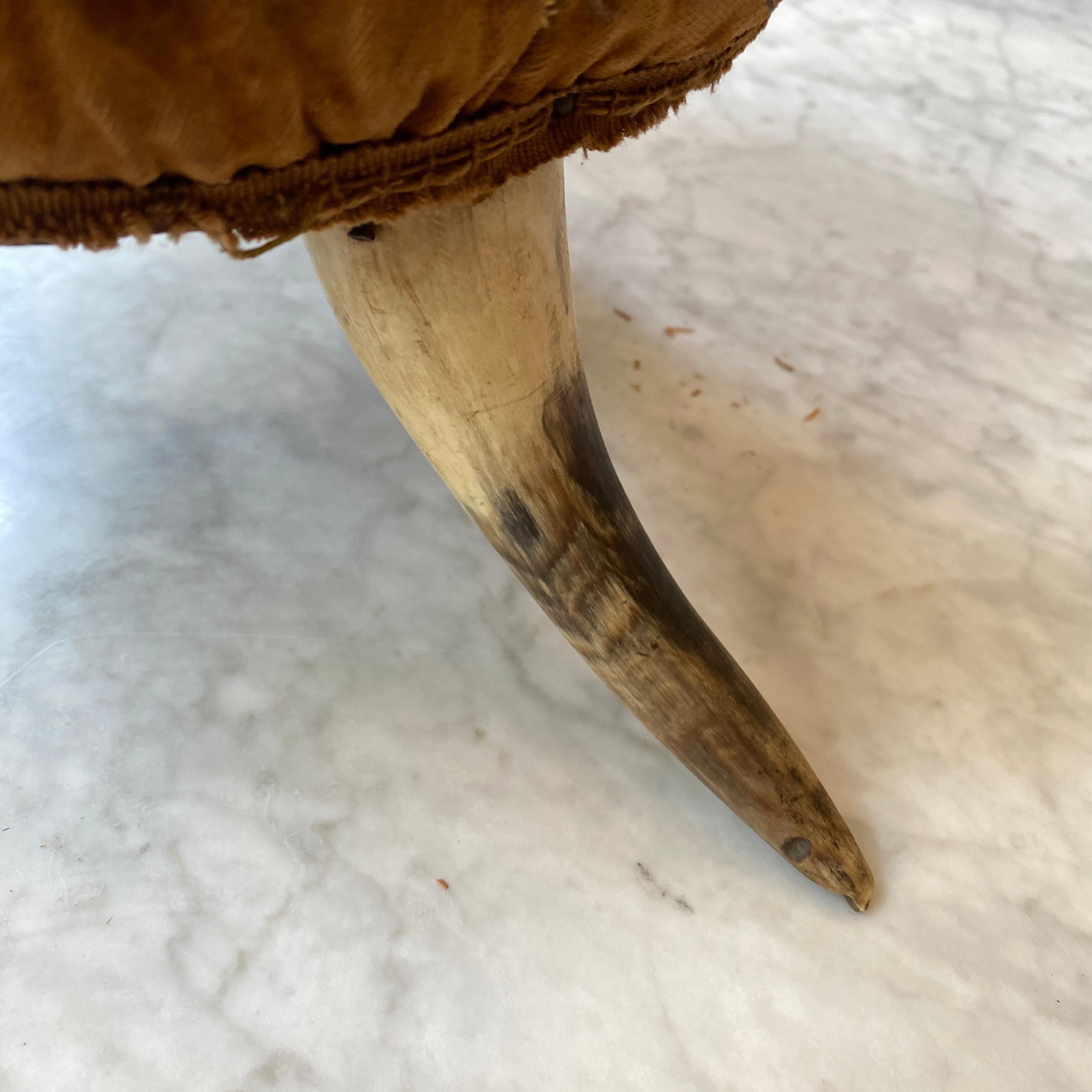 Small Mid-20th Century American 3 Legged Antler Foot Stool 3