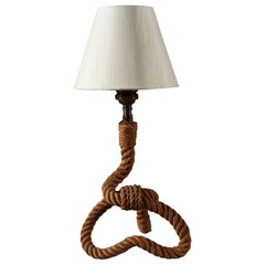 Small Mid 20th Century Rope Twist Table Lamp Attributed to Audoux-Minet