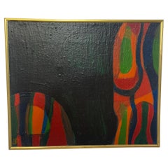 Vintage Small Mid Century Abstract Painting, 1950's-1960's