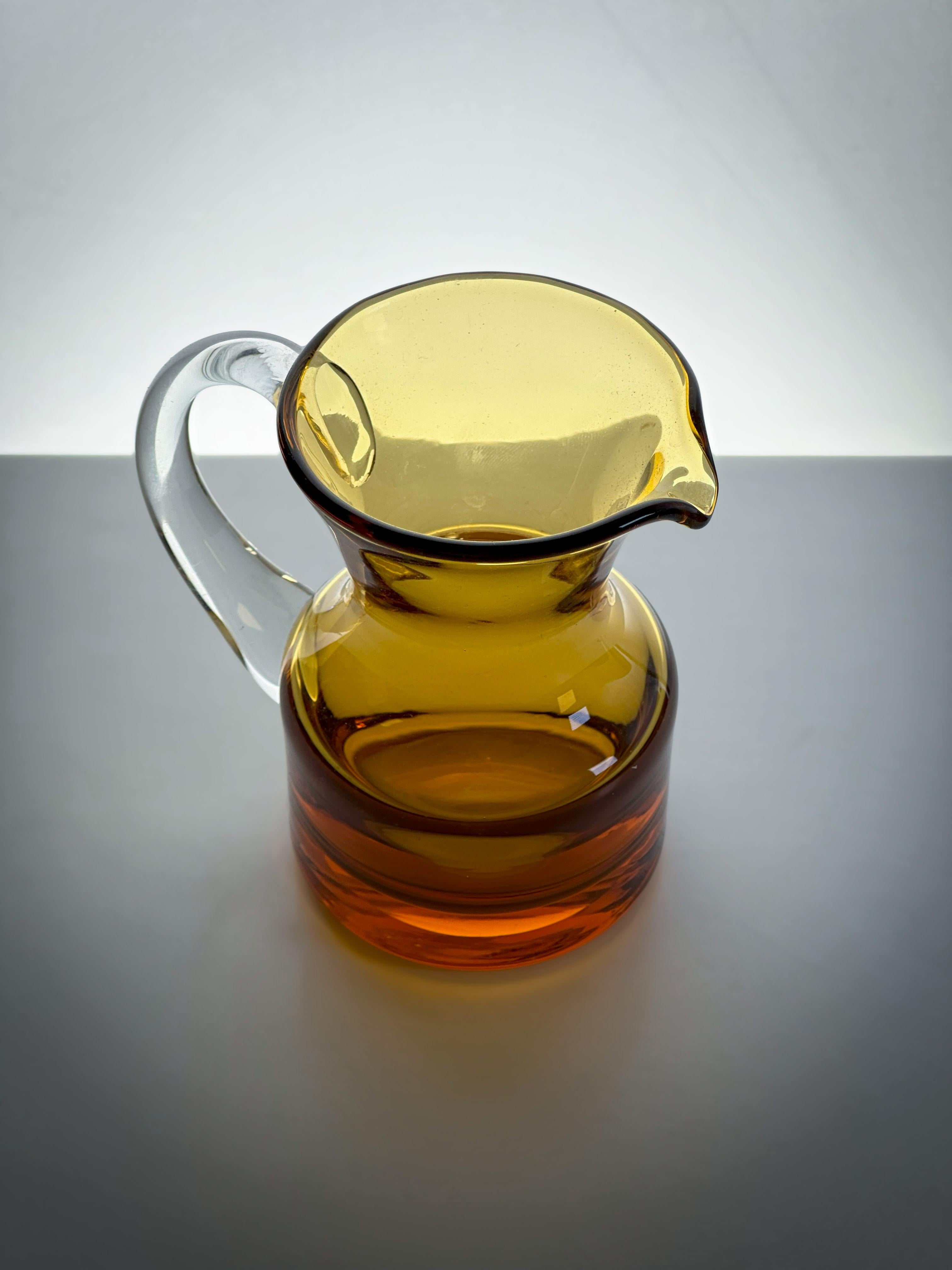 Mid-Century Modern Small Mid-Century Amber Glass Milk Jug by Whitefriars, England For Sale