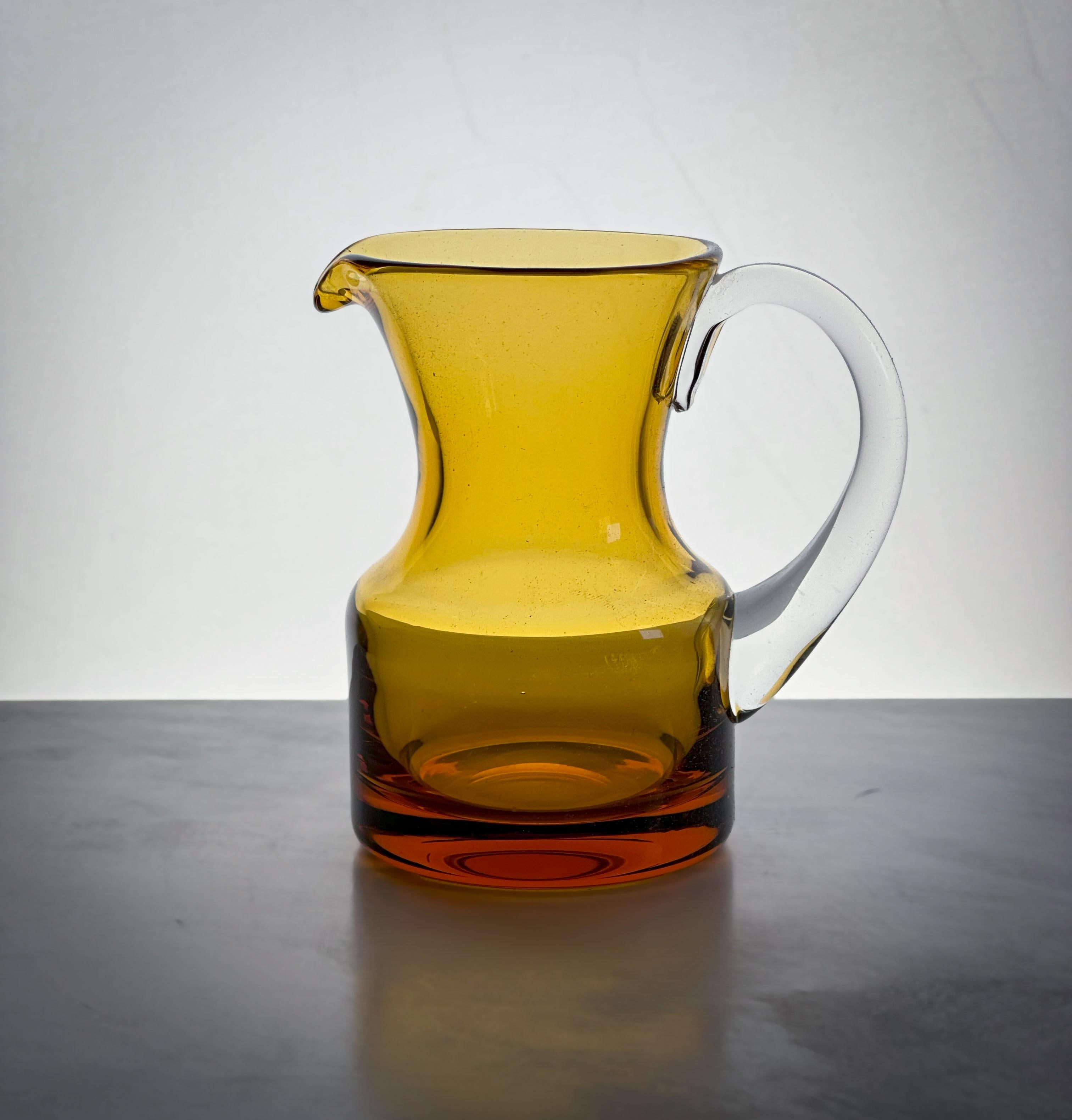 Mid-20th Century Small Mid-Century Amber Glass Milk Jug by Whitefriars, England For Sale