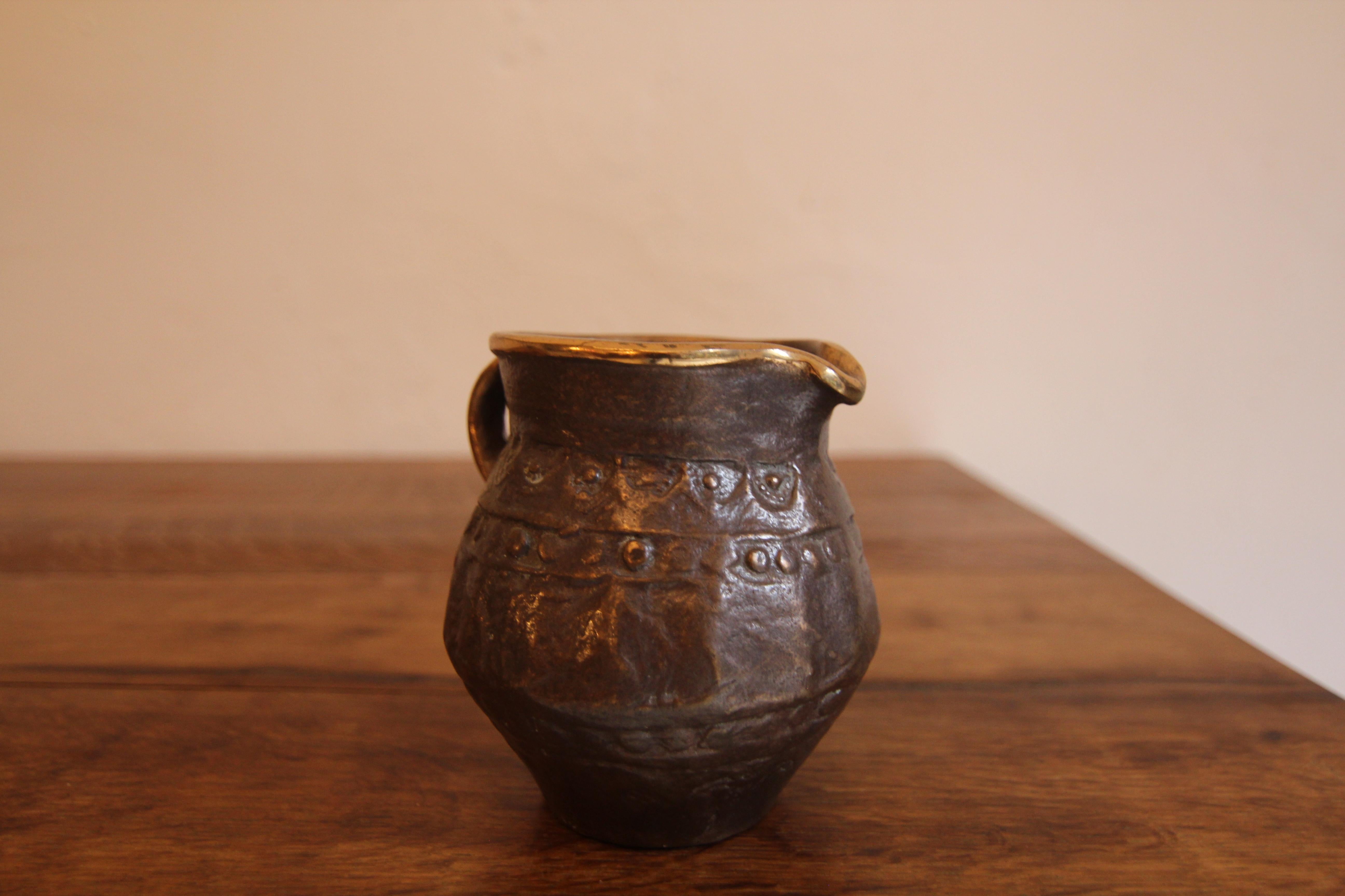 Small Mid-Century Brutalist Bronze Jug For Sale 6
