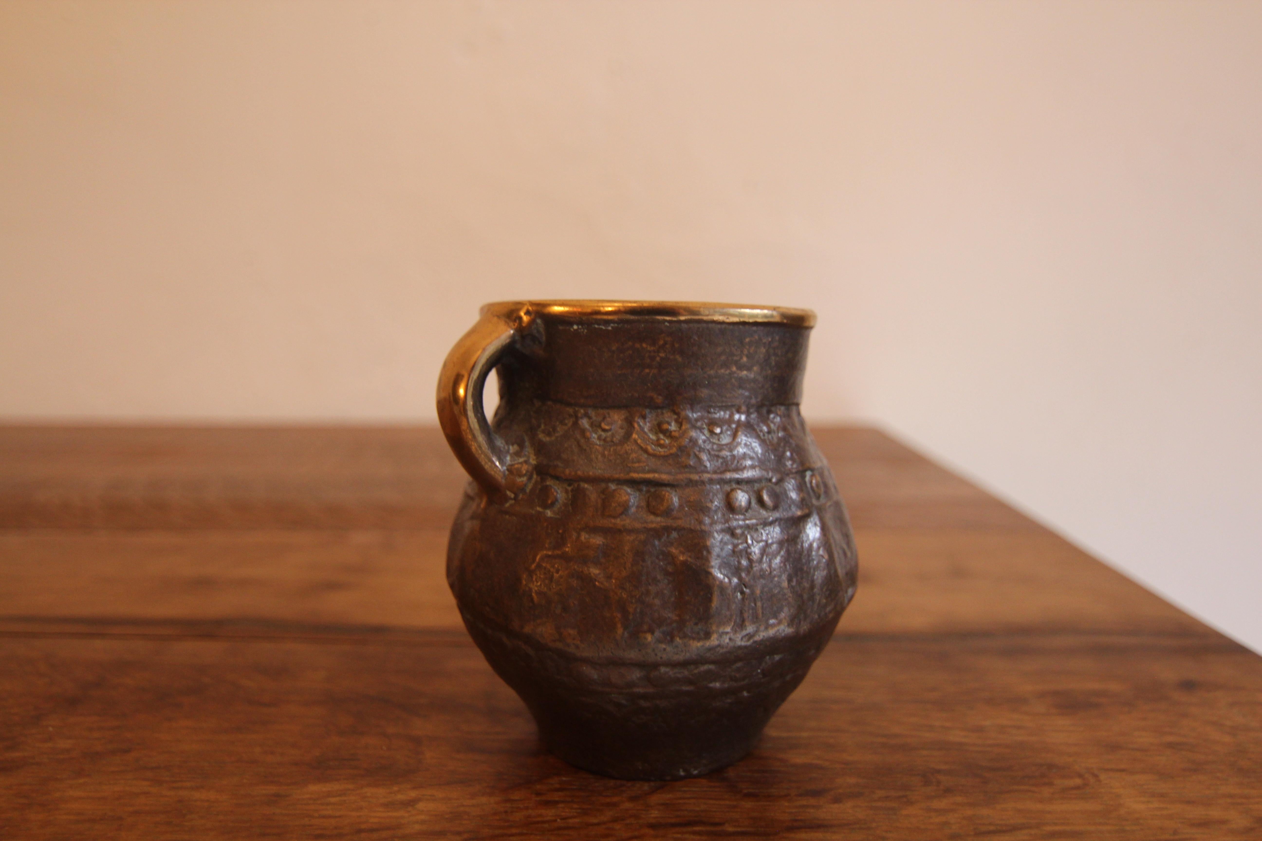 Small Mid-Century Brutalist Bronze Jug For Sale 7