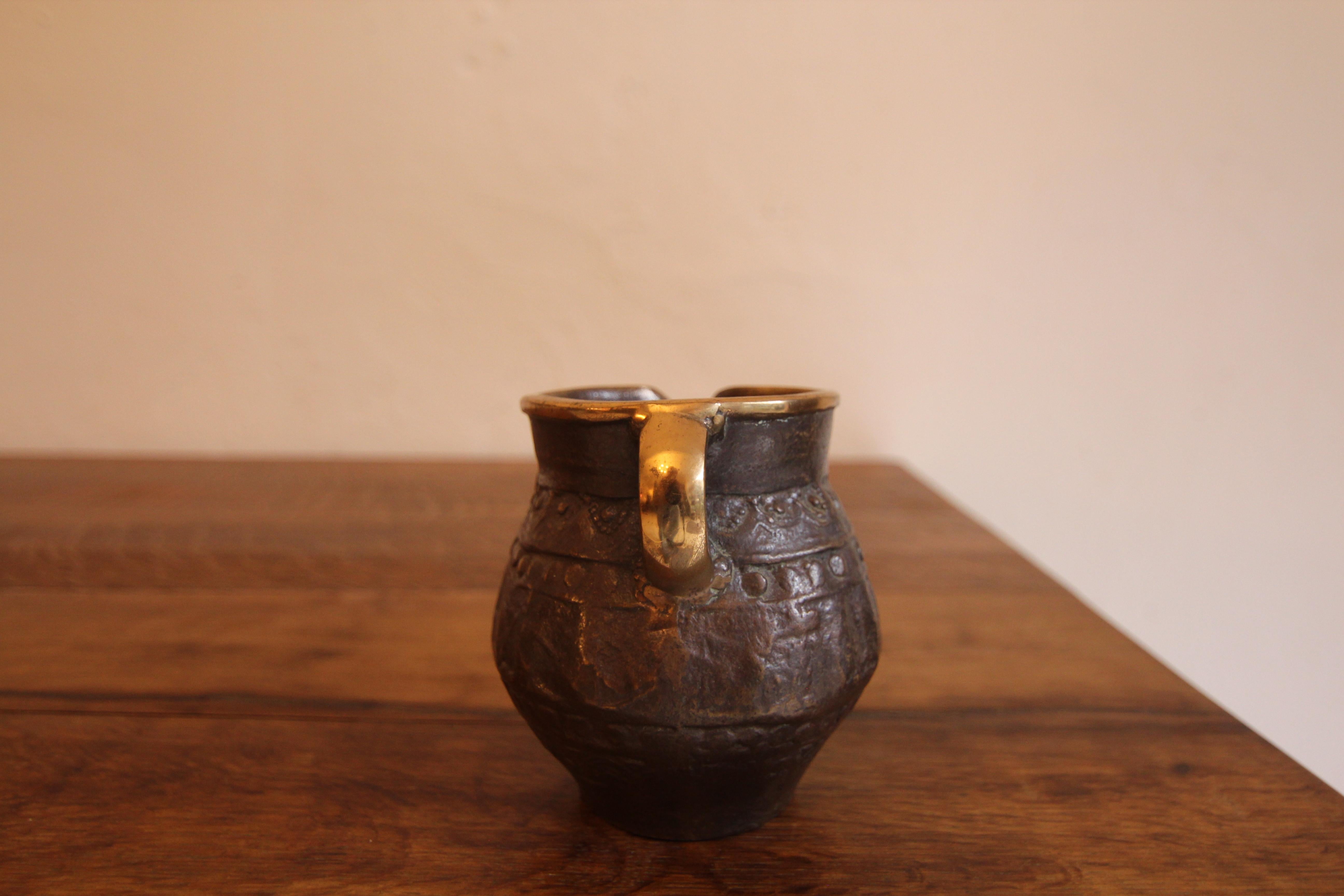 Small Mid-Century Brutalist Bronze Jug For Sale 8