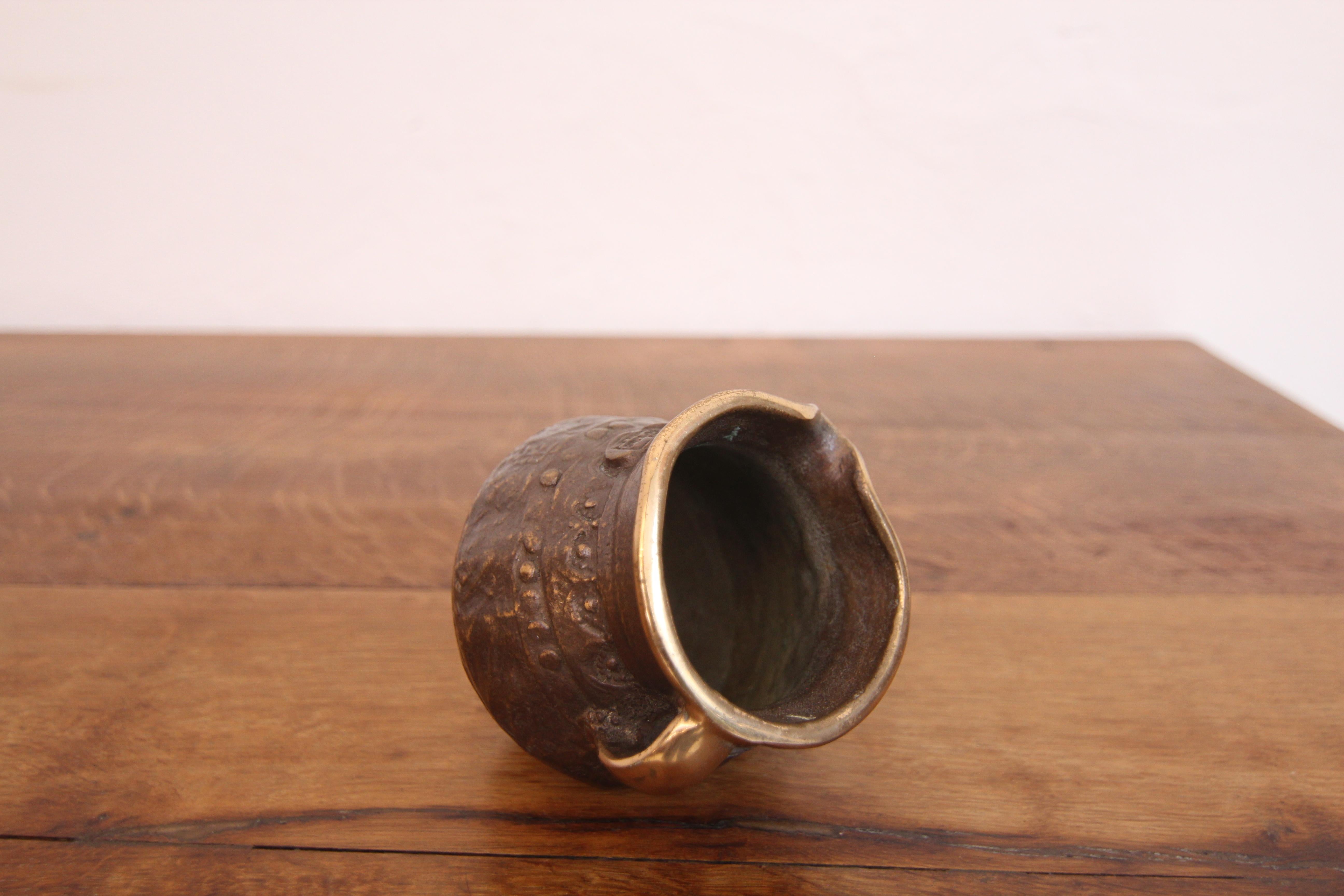 Small Mid-Century Brutalist Bronze Jug For Sale 11