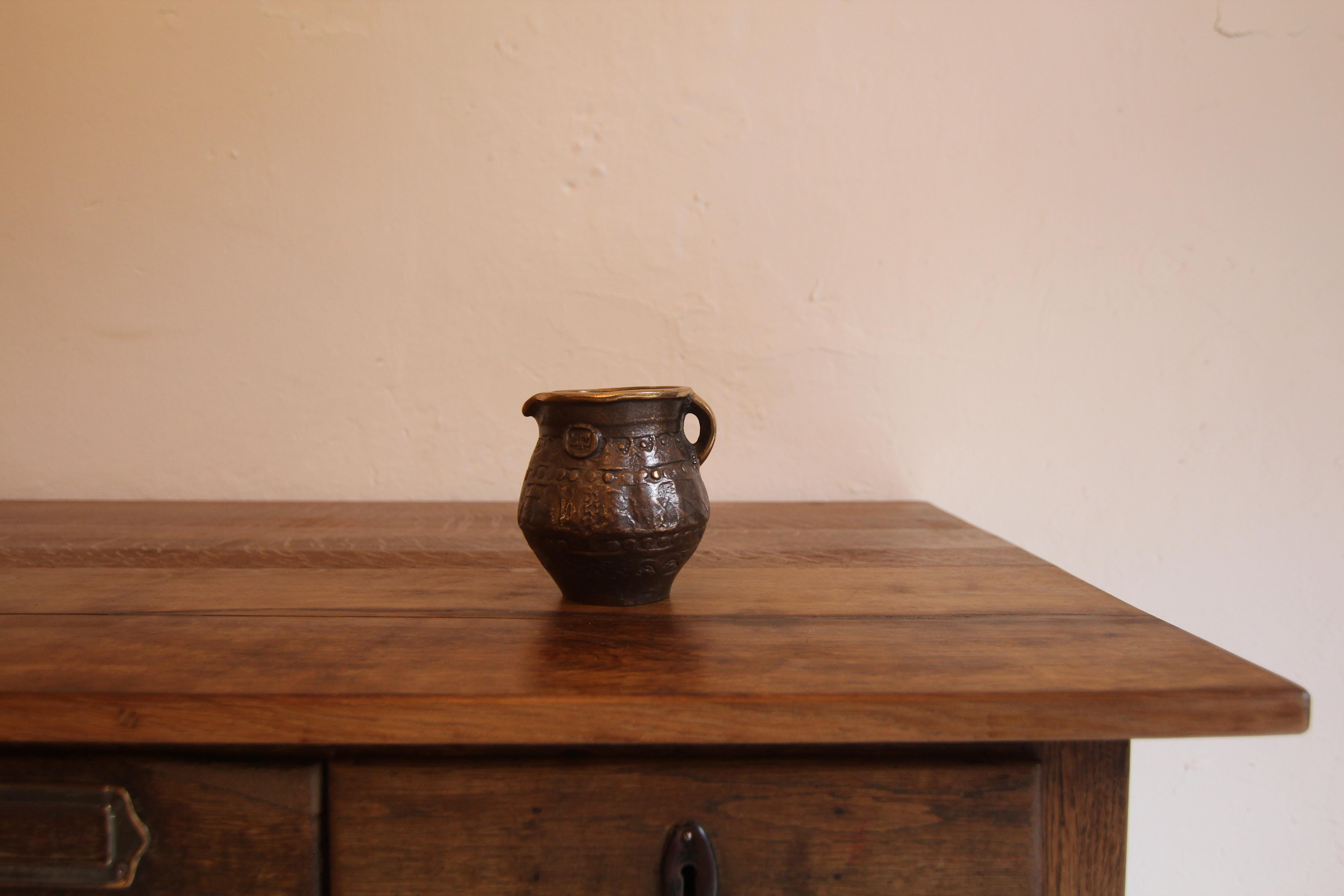 German Small Mid-Century Brutalist Bronze Jug For Sale