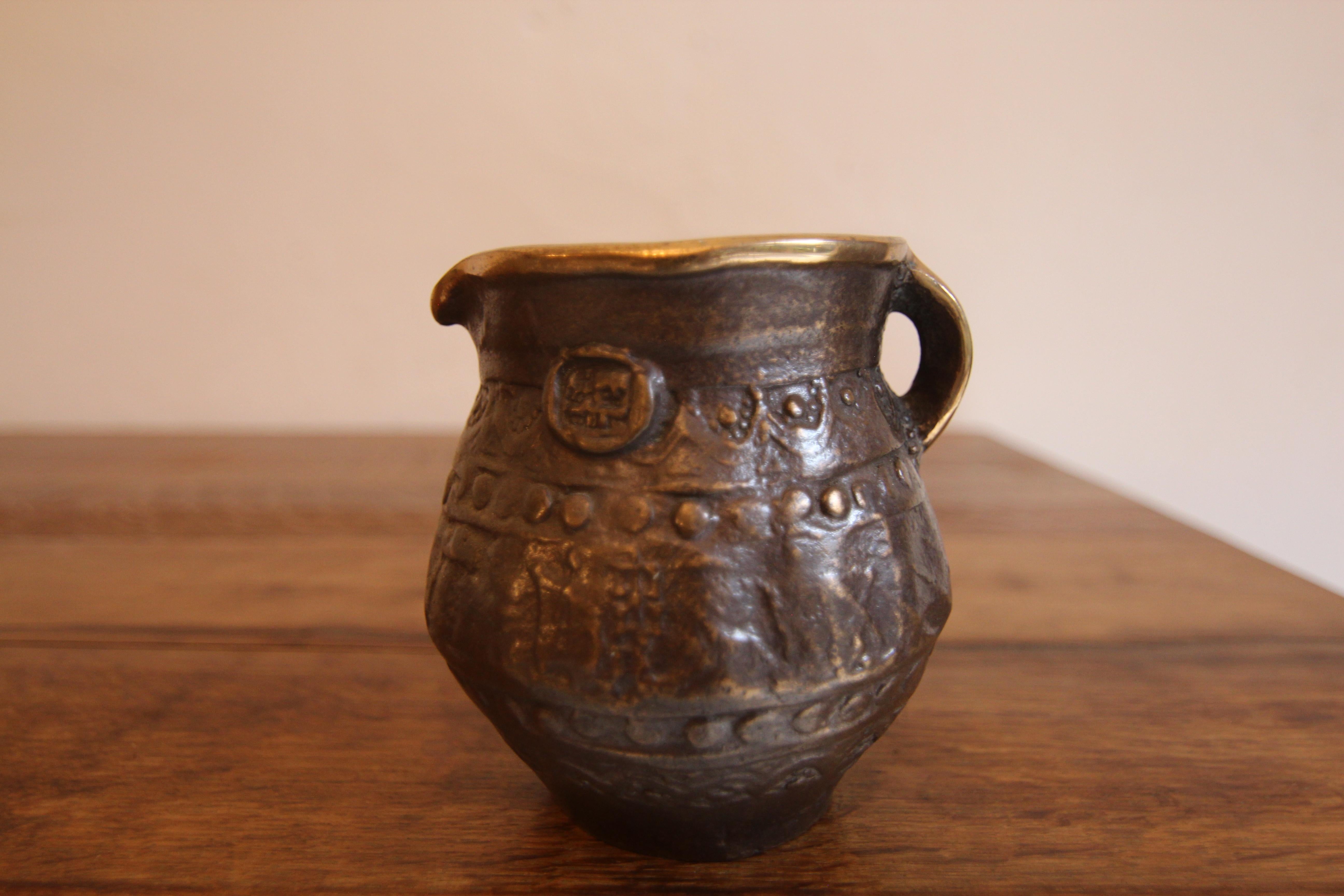Small Mid-Century Brutalist Bronze Jug For Sale 1