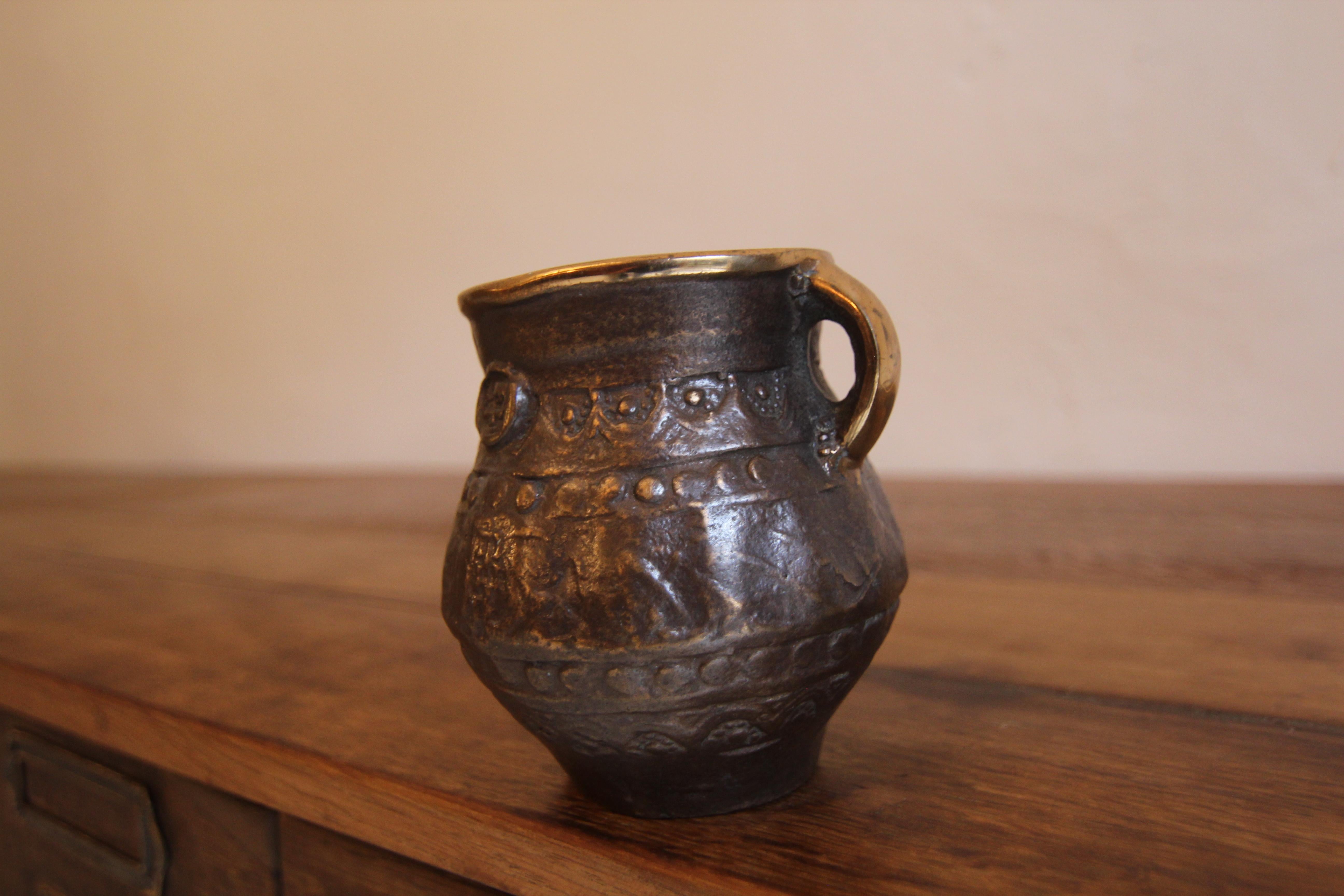 Small Mid-Century Brutalist Bronze Jug For Sale 3