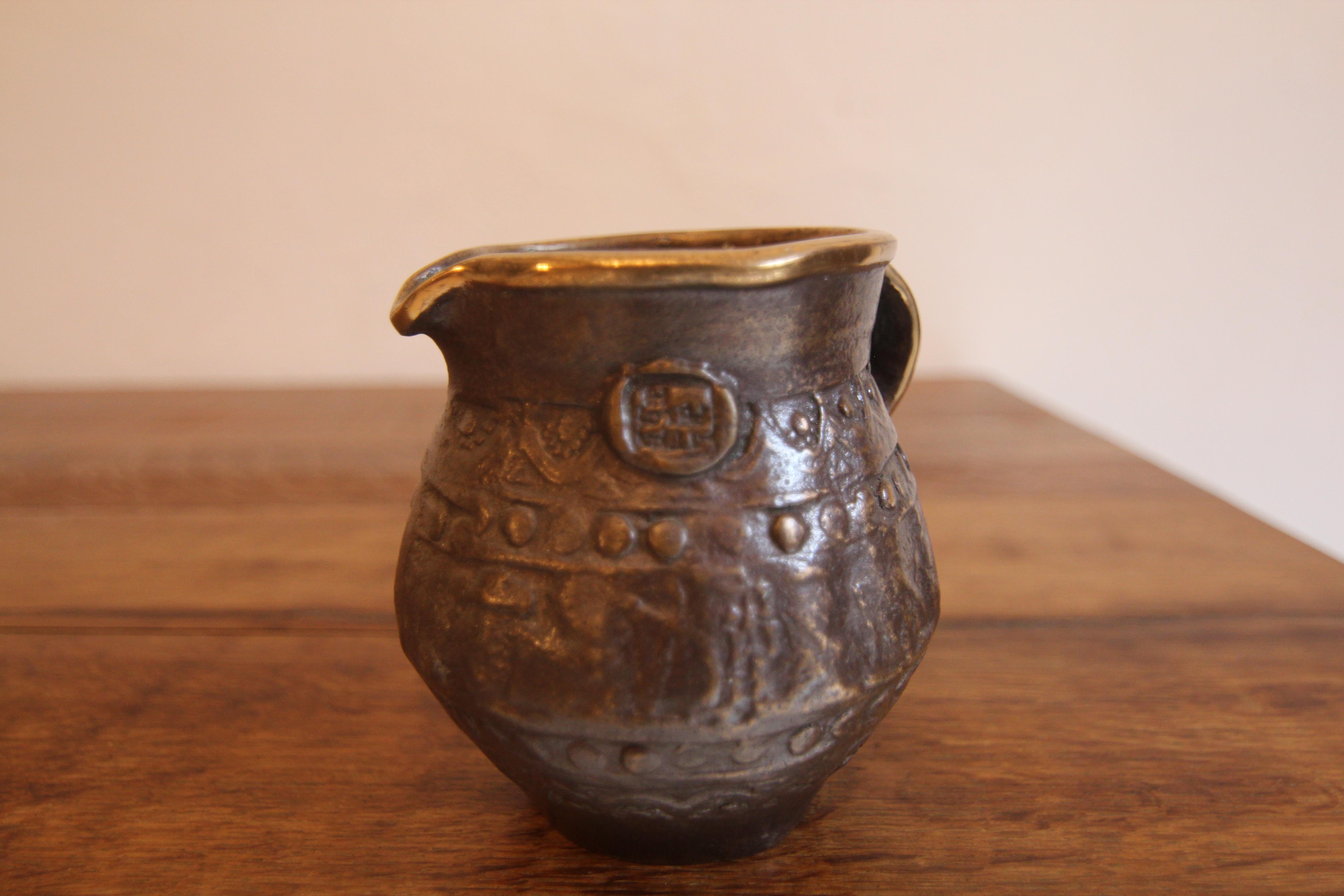 Small Mid-Century Brutalist Bronze Jug For Sale 4