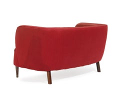 Small Midcentury Curved 1940s Danish Two-Seat Sofa