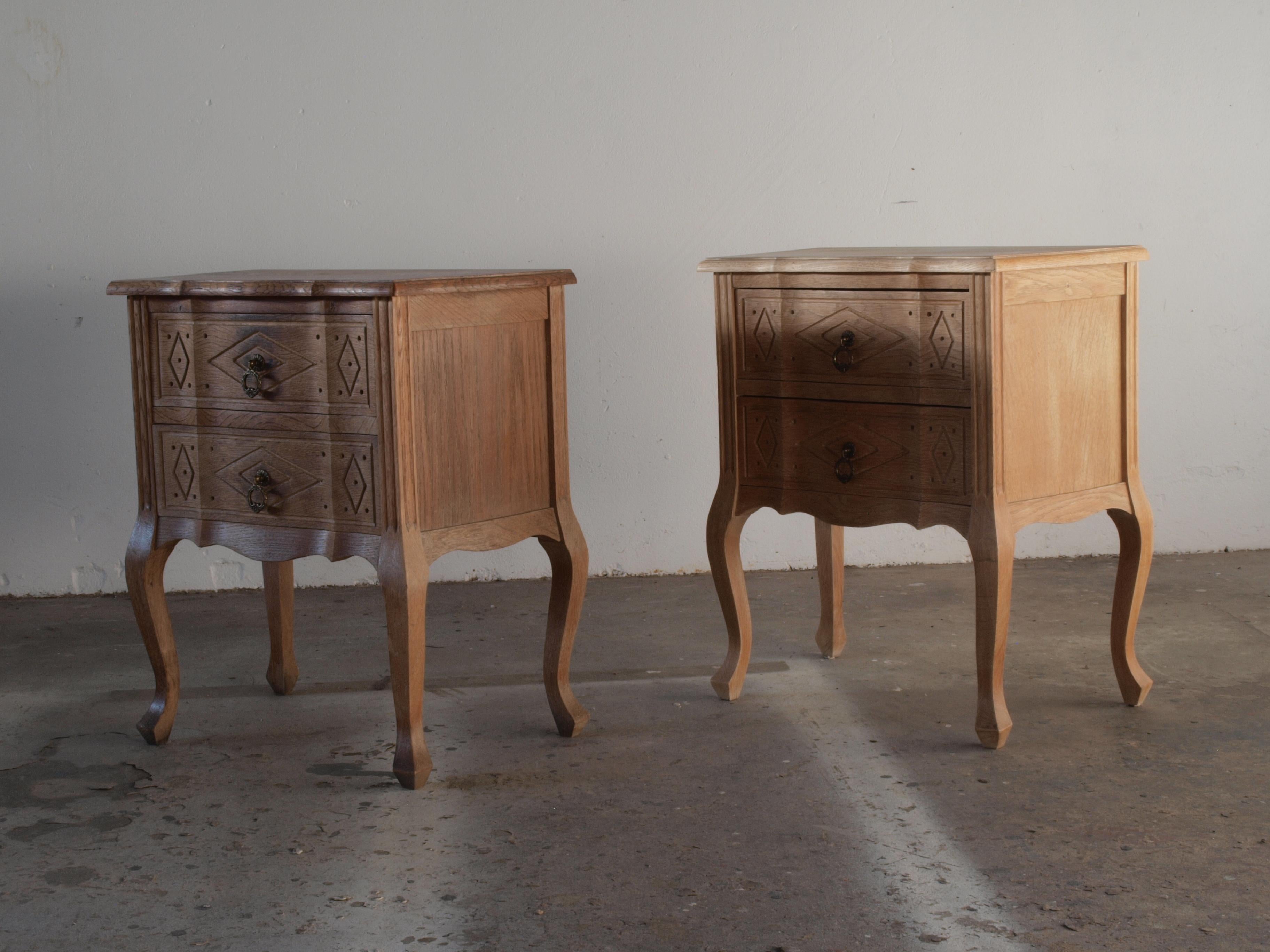 Brass Small Mid-Century Danish Oak Cabinet, Nightstand, Bedside, 1960s For Sale
