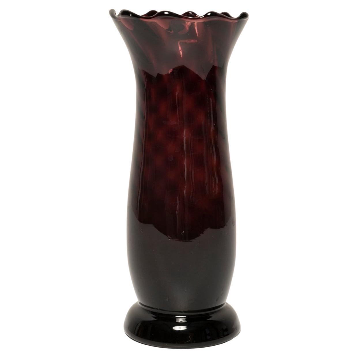 Small Midcentury Deep Red Burgundy Vase, Europe, 1960s For Sale